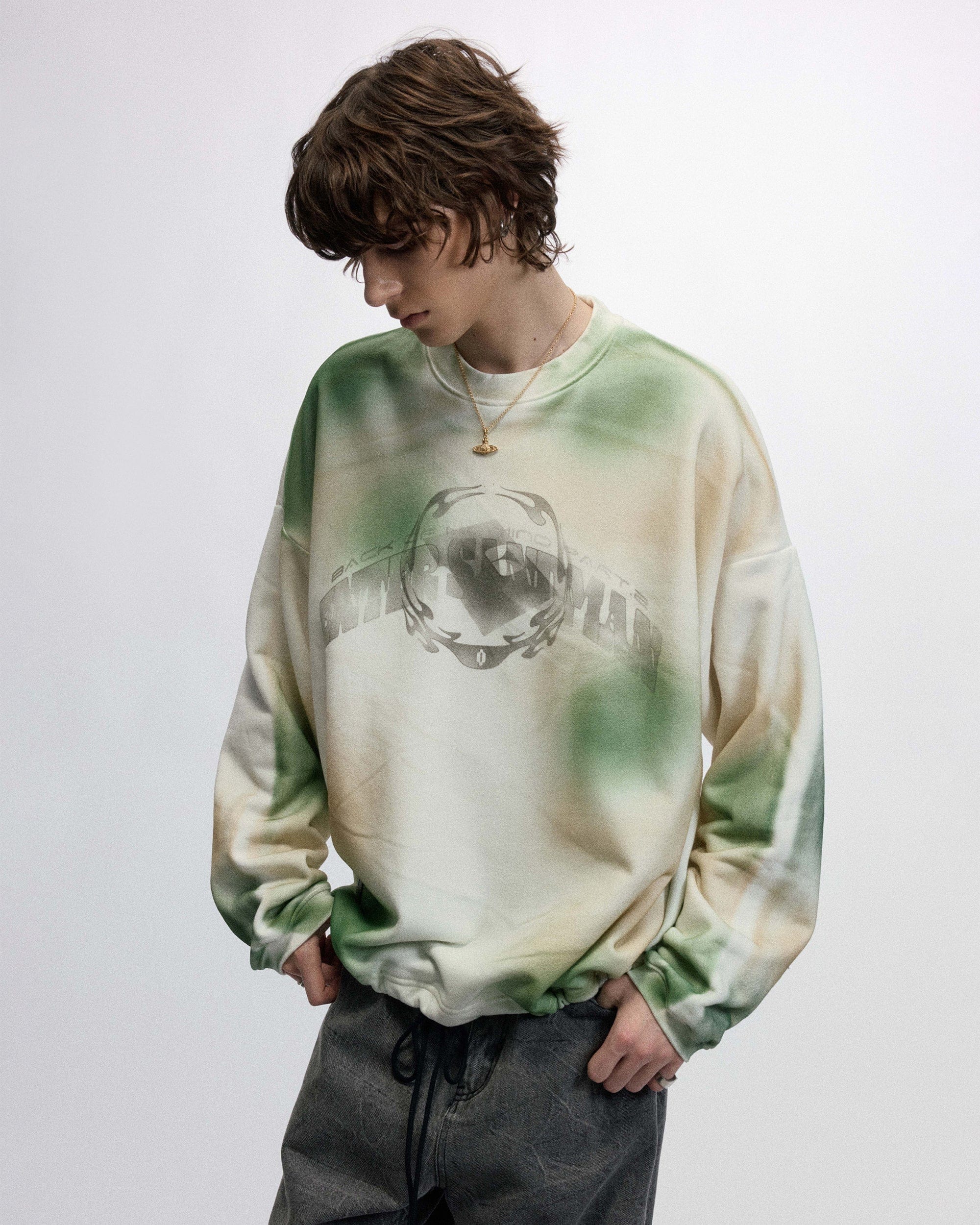 OVDY Faded Graphics Draw-String Long-Sleeve Tee-L/S Tee-S-White-Free Shipping Leatheretro