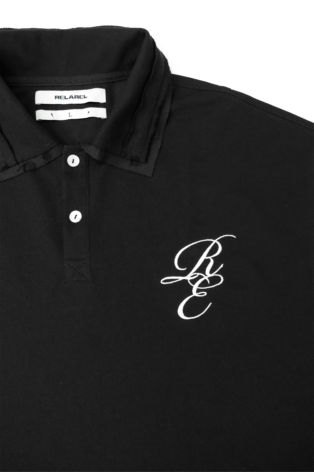 RELABEL Spliced Embroidered Polo Shirt-T Shirt-XS-Free Shipping Leatheretro
