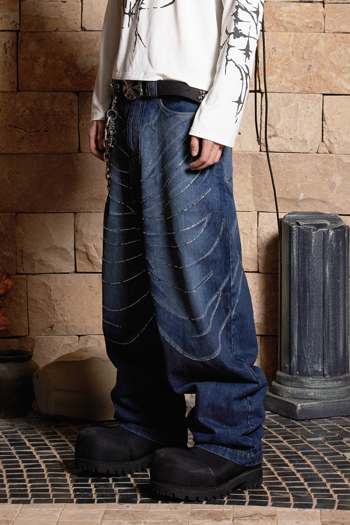 DND4DES Diamond Array Baggy Jeans-Jeans-S-Free Shipping Leatheretro