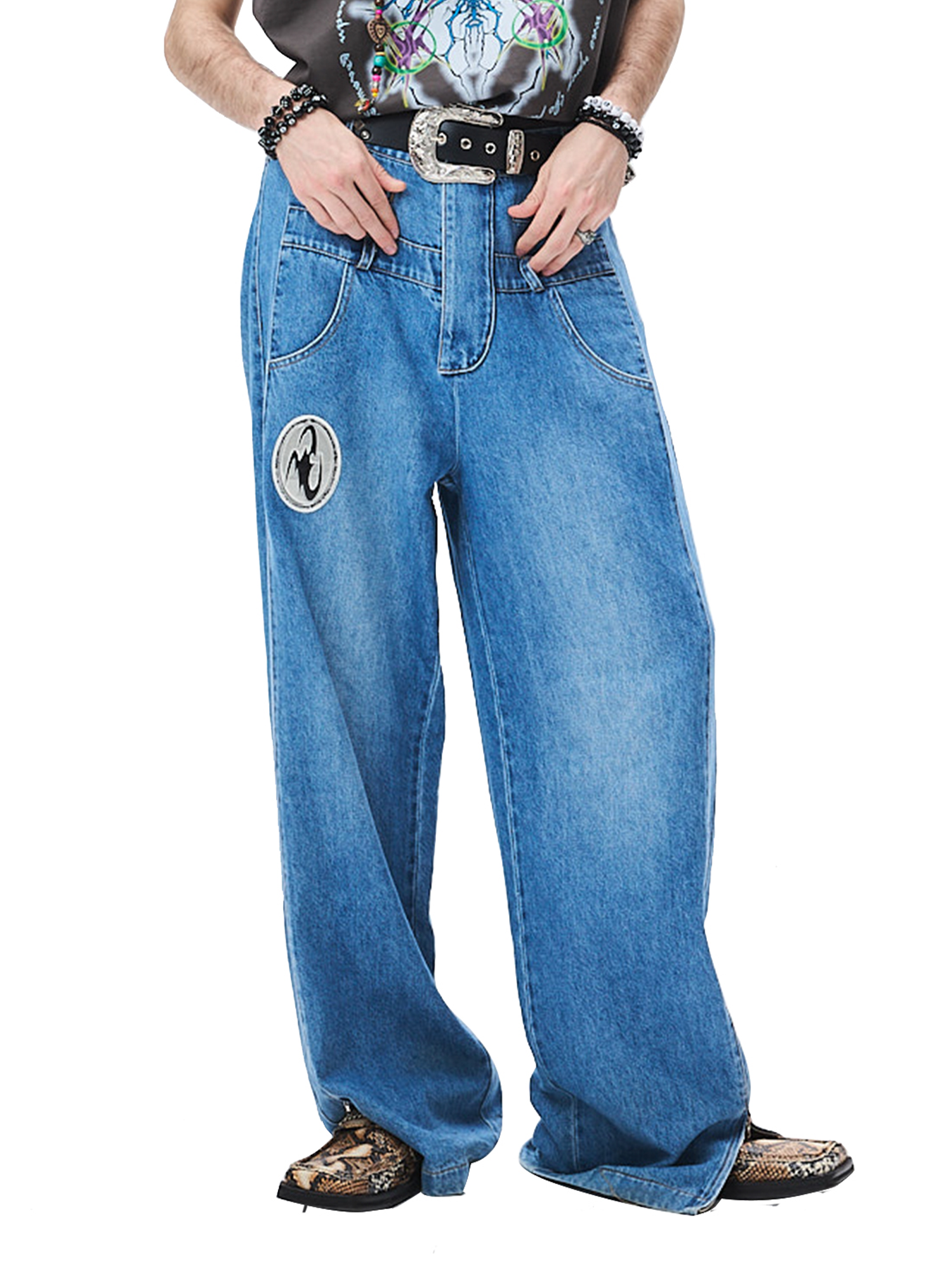CYCYCY Deconstructed Double-Waist Washed Jeans-Jeans-XS / 28"-Free Shipping Leatheretro