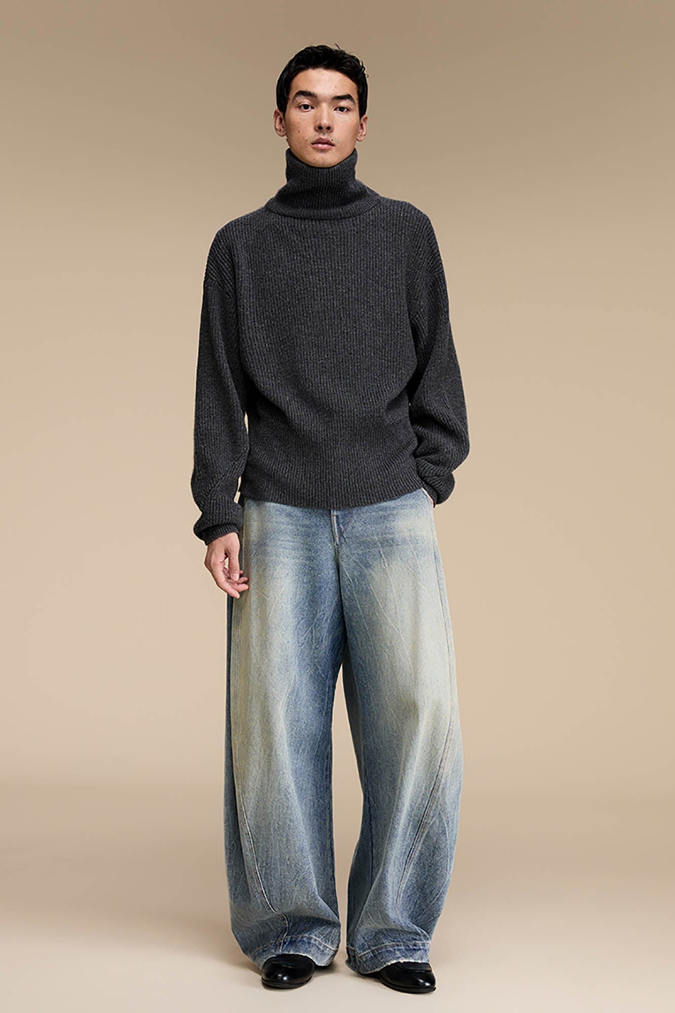 OPICLOTH Distressed Spliced Barrel-Leg Jeans-Pants-XS-Free Shipping Leatheretro