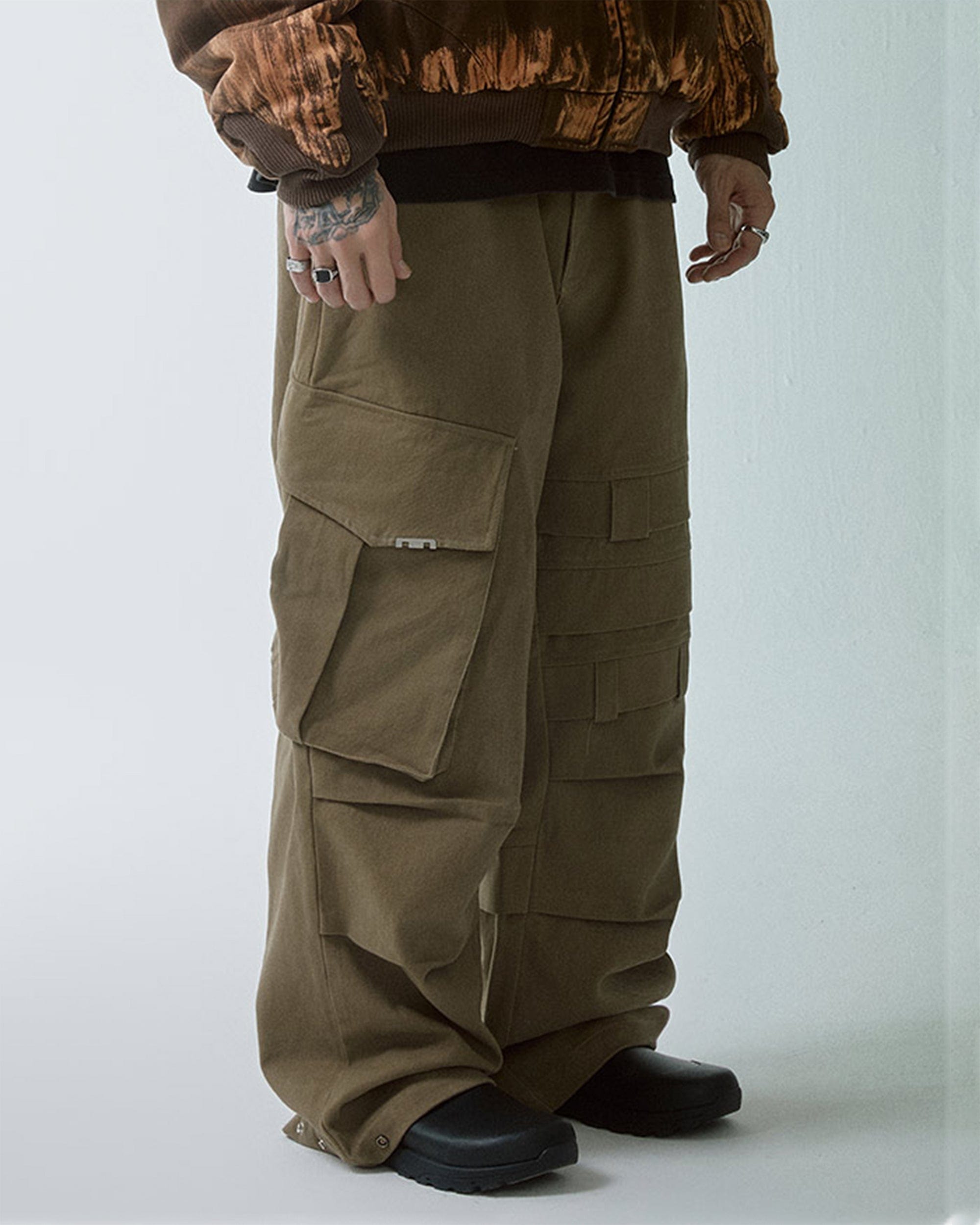 F2CE Asymmetrical Crinkled Cargo Pants-Pants-S-Free Shipping Leatheretro