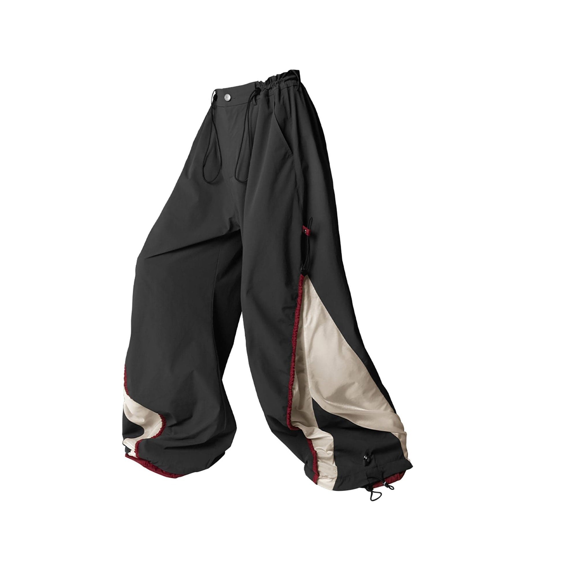 RELABEL Contrast Spliced Fold-Side Drawstring Pants-Pants-XS-Free Shipping Leatheretro
