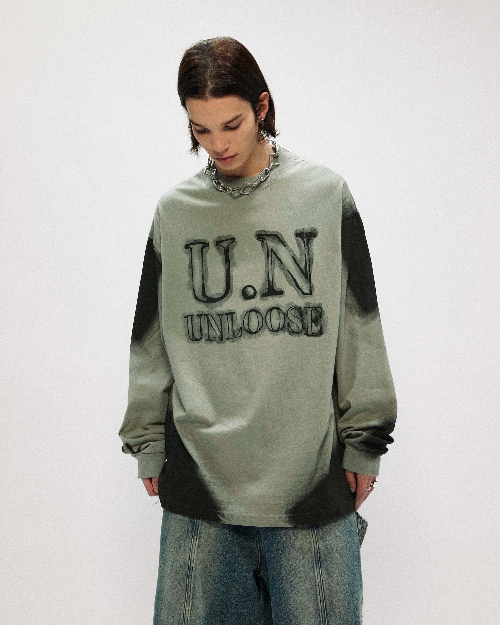 OVDY Unloose Ink Gradient Long-Sleeve Tee-L/S Tee-S-Free Shipping Leatheretro