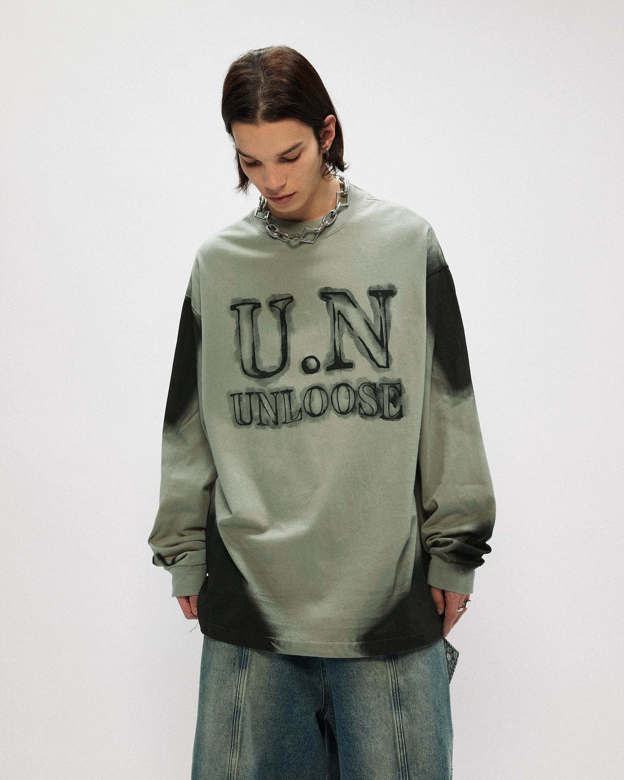 OVDY Unloose Ink Gradient Long-Sleeve Tee-L/S Tee-S-Free Shipping Leatheretro