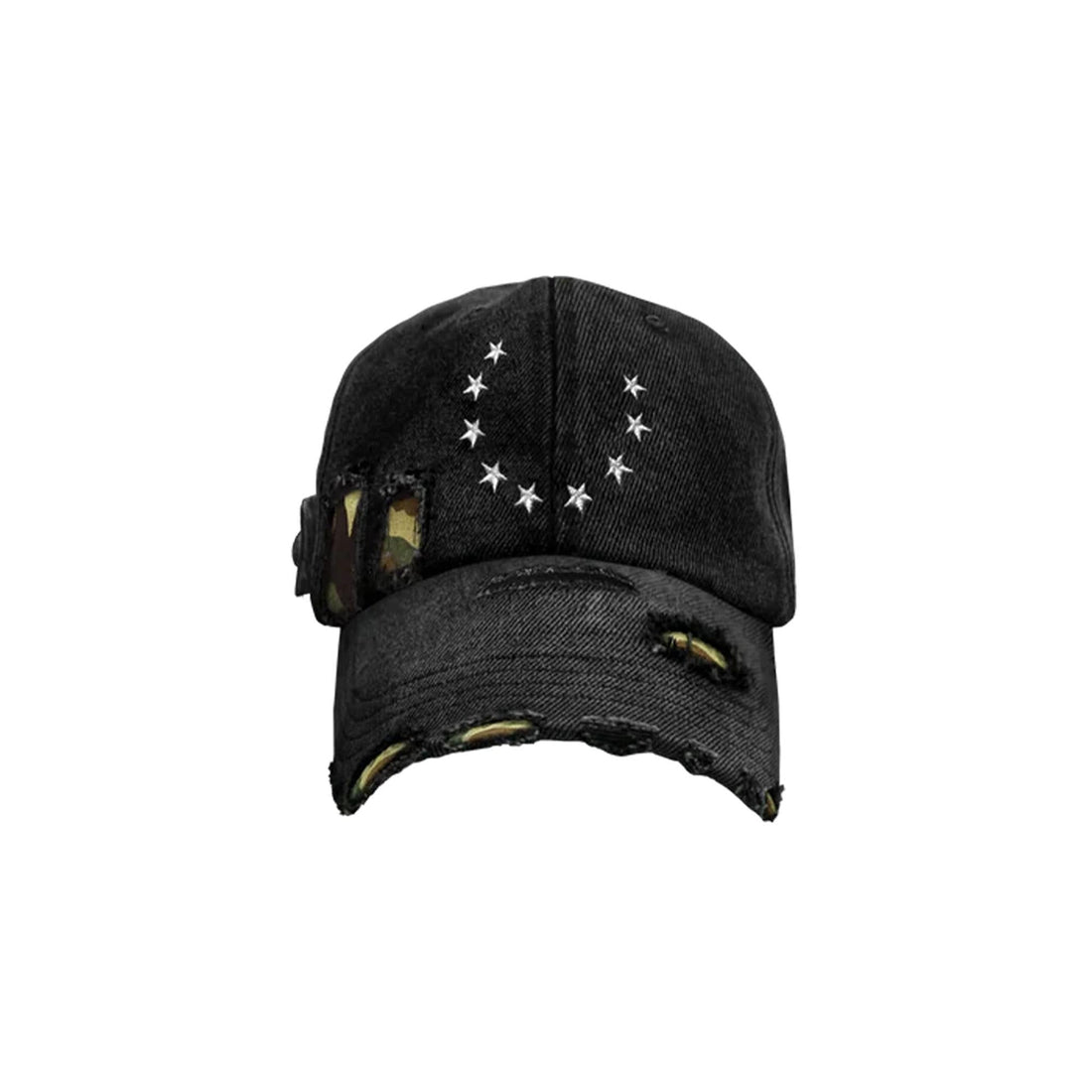 TECNINEGROUP Camo Distressed Panel Star Embroidered Cap-Hat, Cap, Beanie-Blue-One Size-Free Shipping Leatheretro