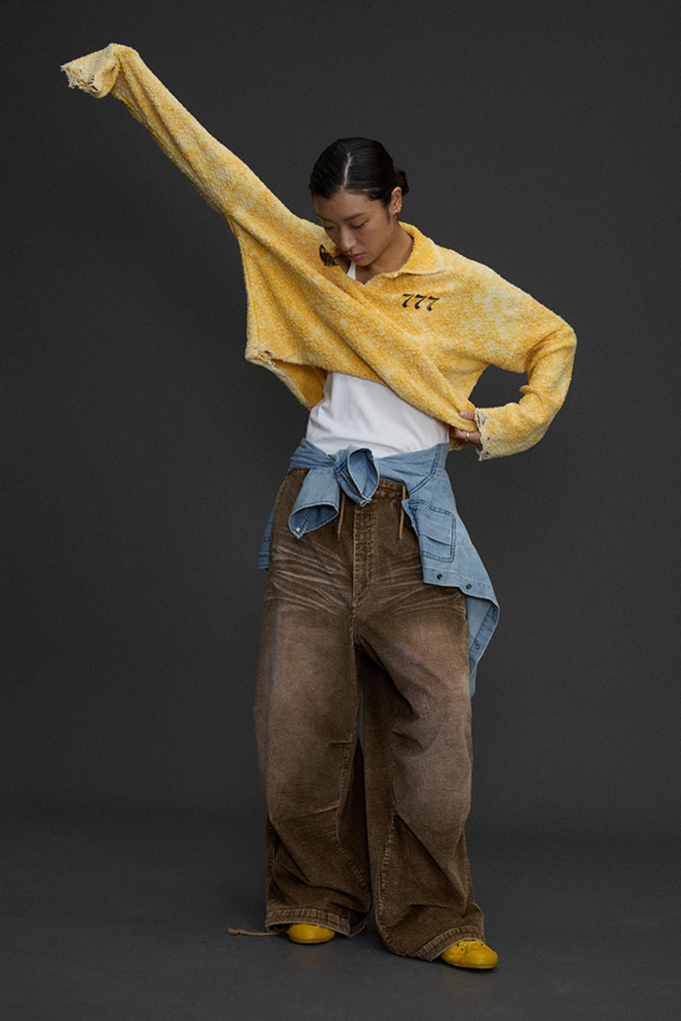 NIANJIUYIKOUER Washed Distressed Corduroy Wide-Leg Pants-Pants-XS-Free Shipping Leatheretro