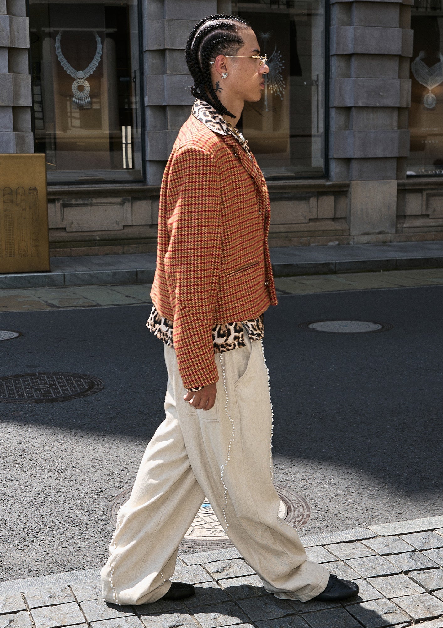 STEEPC Pearl Embellished Linen-Blend Wide-Leg Trousers-Pants-S-Free Shipping Leatheretro