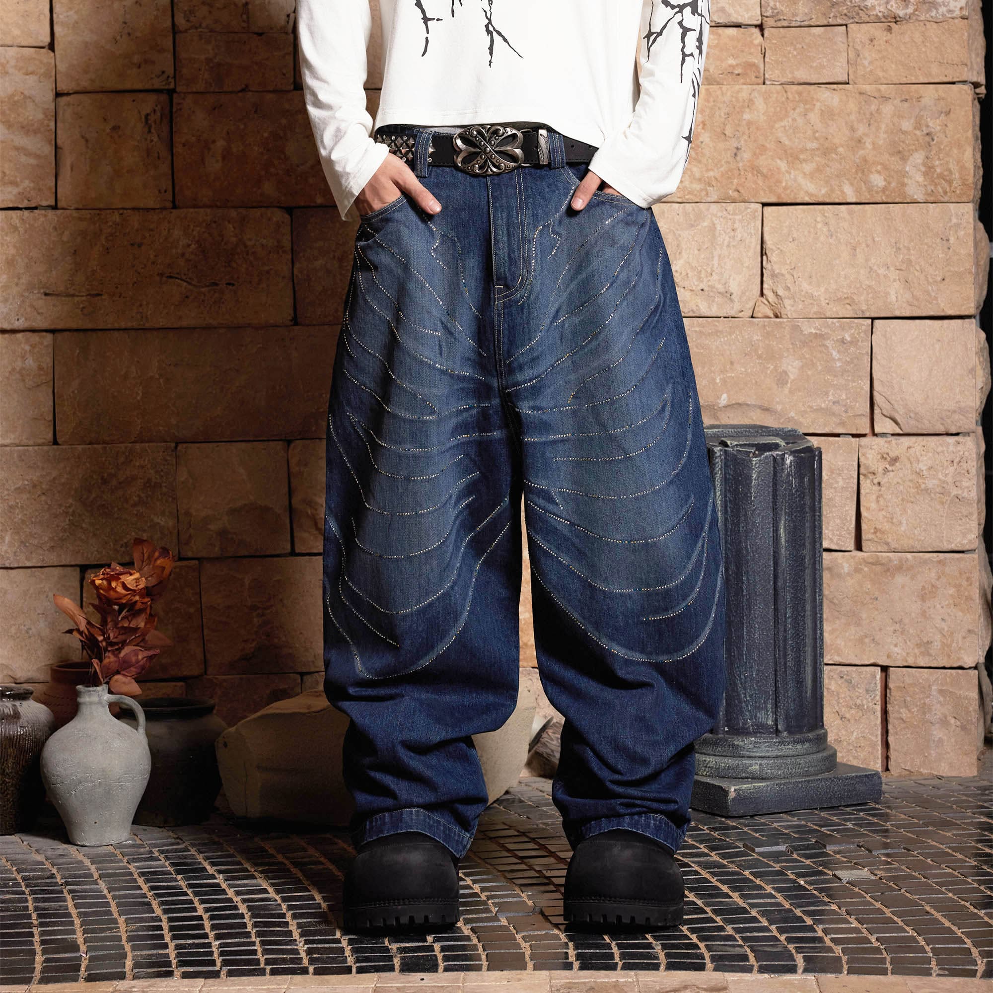 DND4DES Diamond Array Baggy Jeans-Jeans-S-Free Shipping Leatheretro