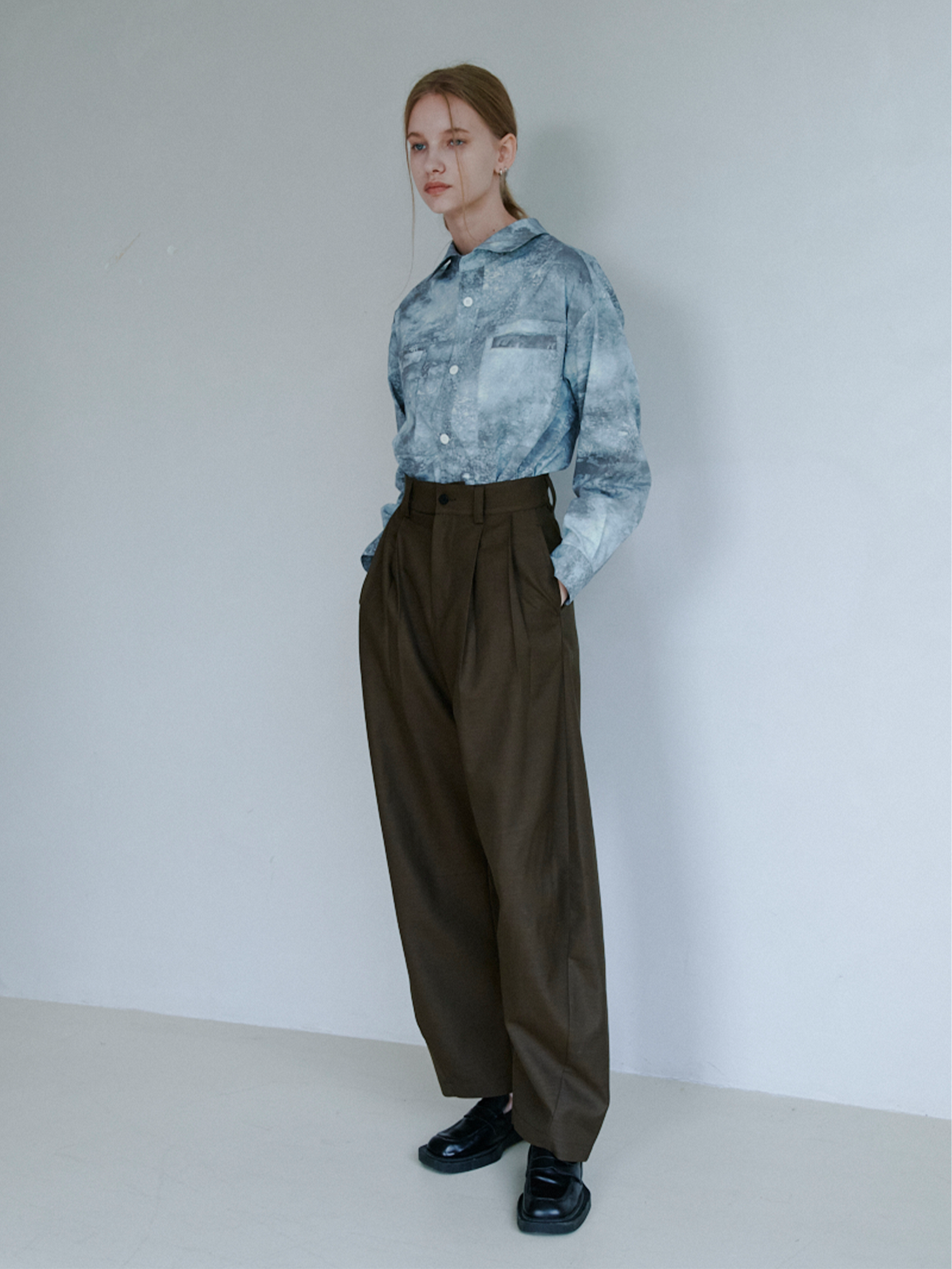 GRAINMUSTARD Retro Pleated High-Waist Wide-Leg Trousers-Pants-XS (Preorder)-Green-Free Shipping Leatheretro