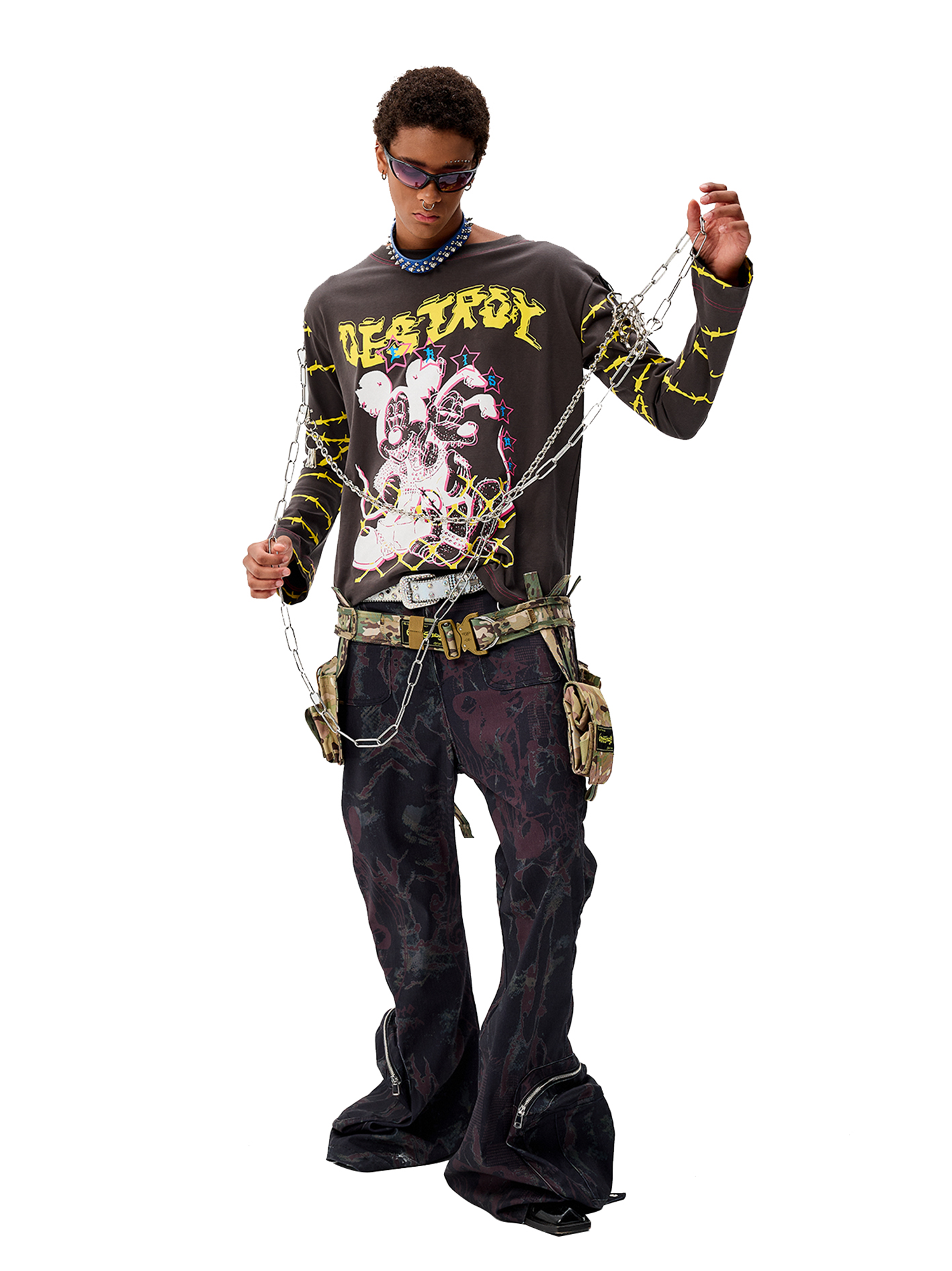 CYCYCY Punk Cartoon Mouse Graphic Long-Sleeve Tee-L/S Tee-S-Free Shipping Leatheretro