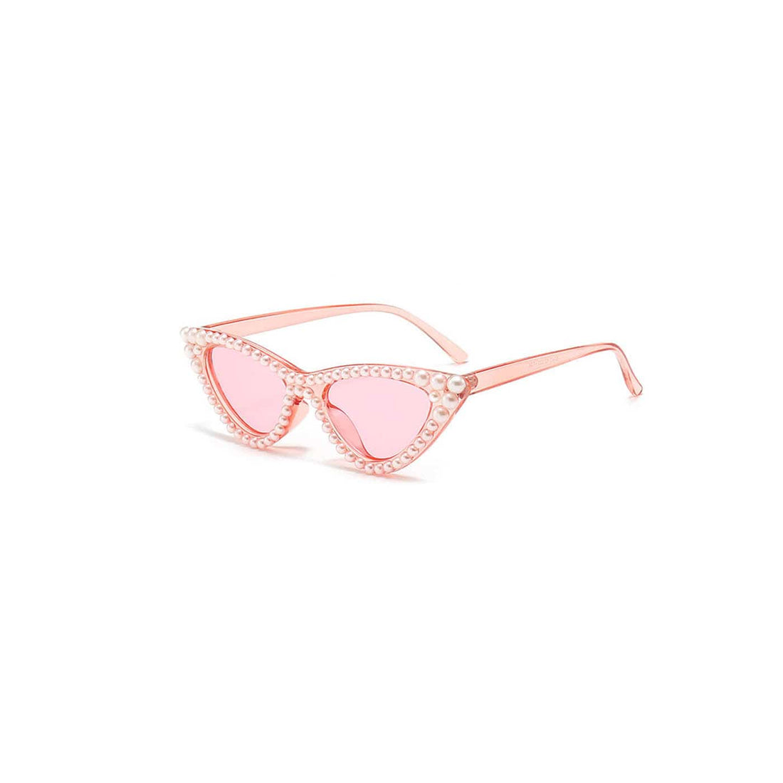 DAMAGE ASIA OPTICALS Pearl-Embellished Cat-Eye Sunglasses-Sunglasses-One Size-Apricot-Free Shipping Leatheretro