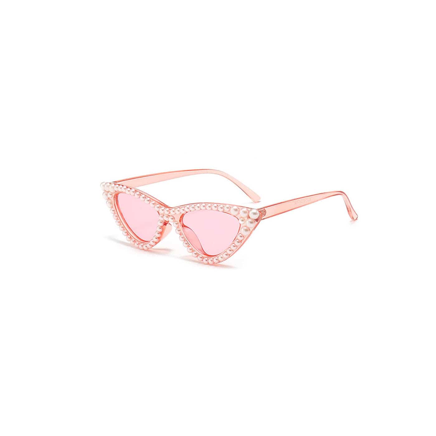 DAMAGE ASIA OPTICALS Pearl-Embellished Cat-Eye Sunglasses-Sunglasses-One Size-Pink-Free Shipping Leatheretro