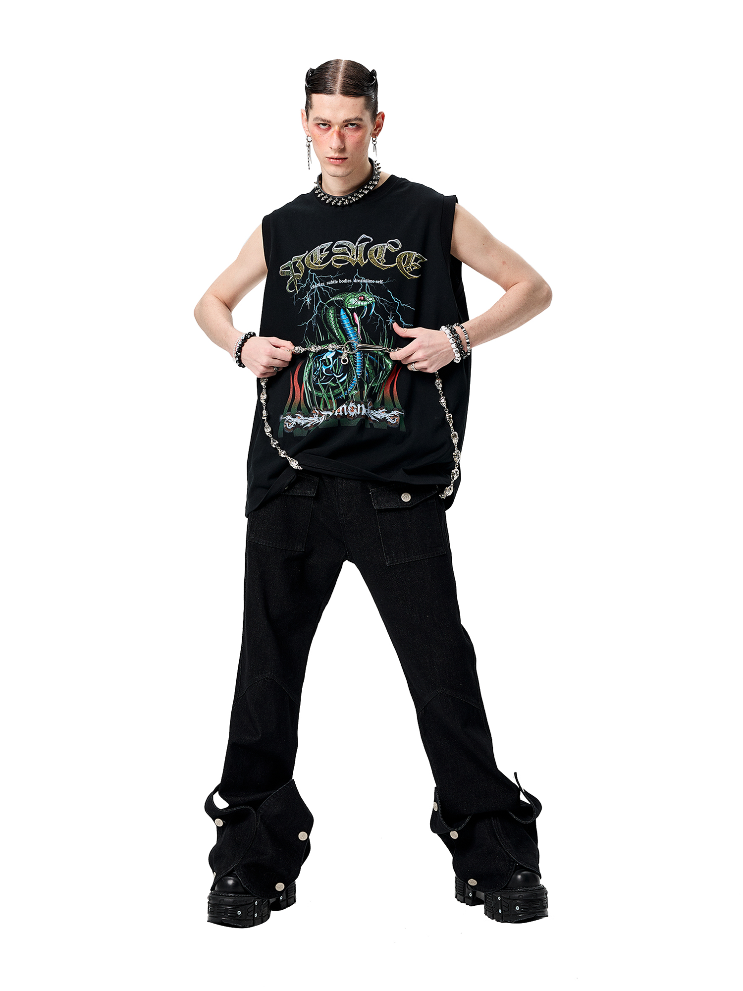 ERISSTOFF Sepultura Cobra Graphic Oversized Tank Top-Tank Top-S-Free Shipping Leatheretro