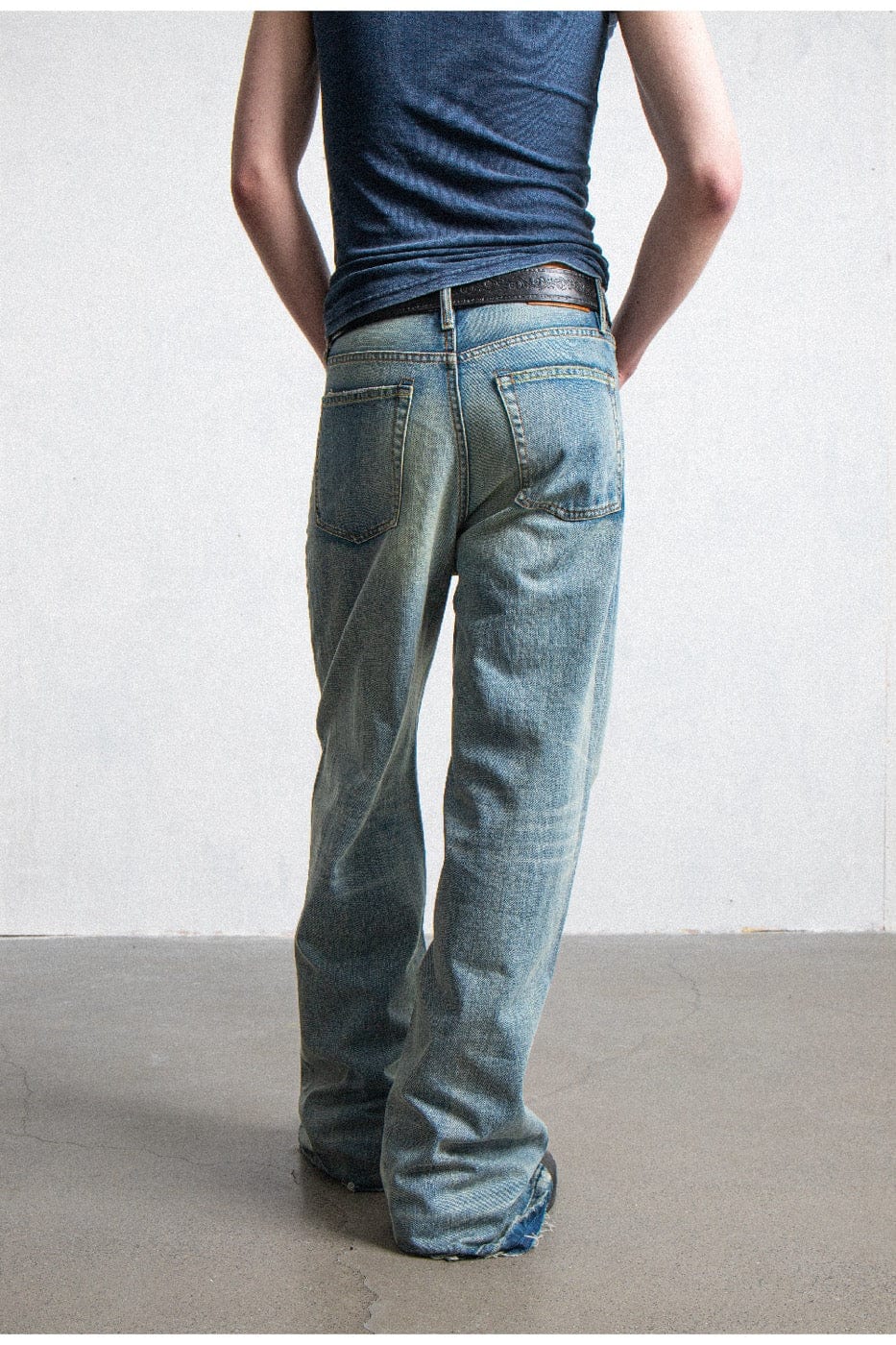 LEONSENSE Raw Edge Washed Flared Jeans-Jeans-S-Free Shipping Leatheretro