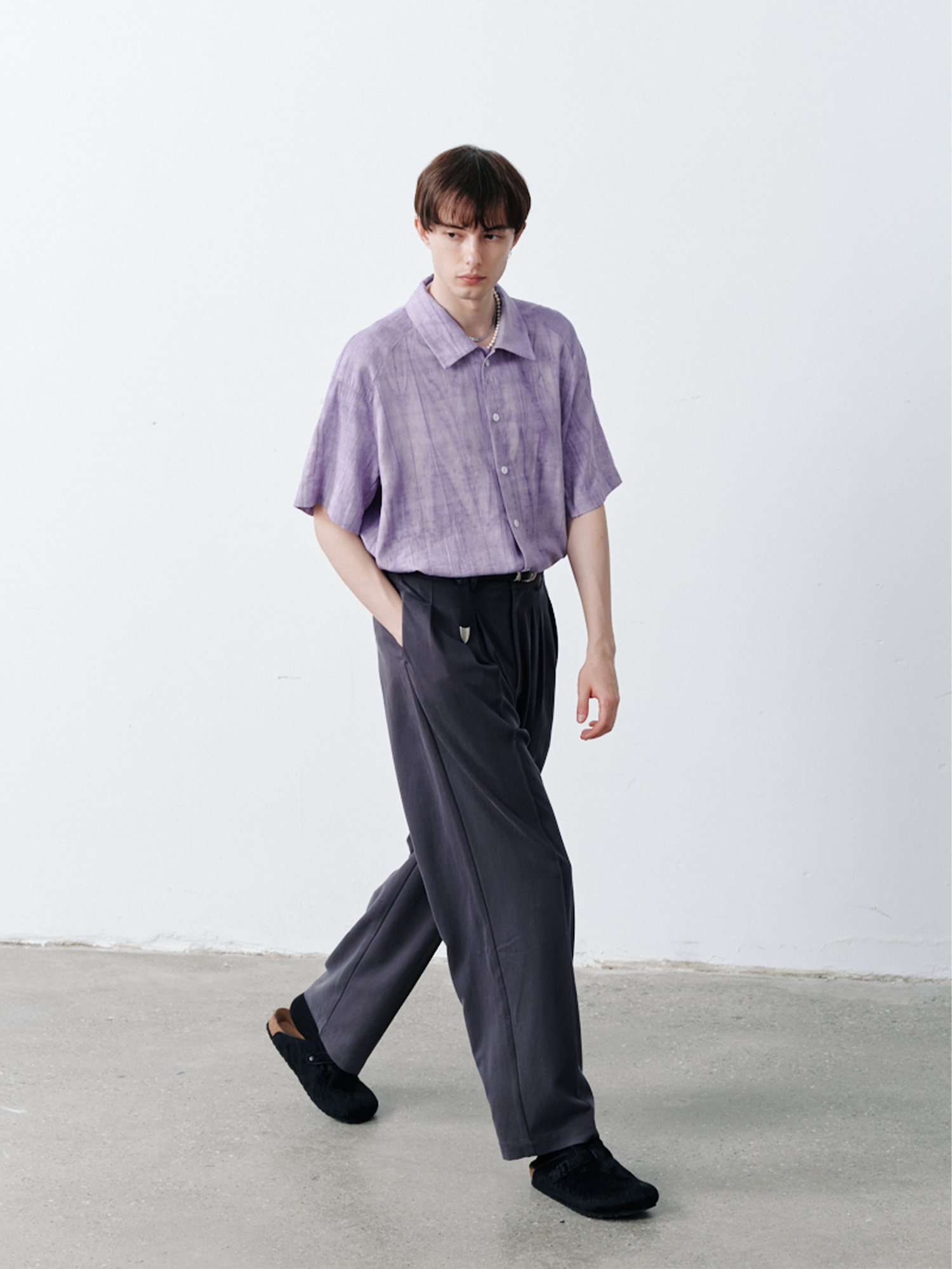 GRAINMUSTARD Crinkled Linen-Cotton Half Shirt-Half shirt-XS-Free Shipping Leatheretro