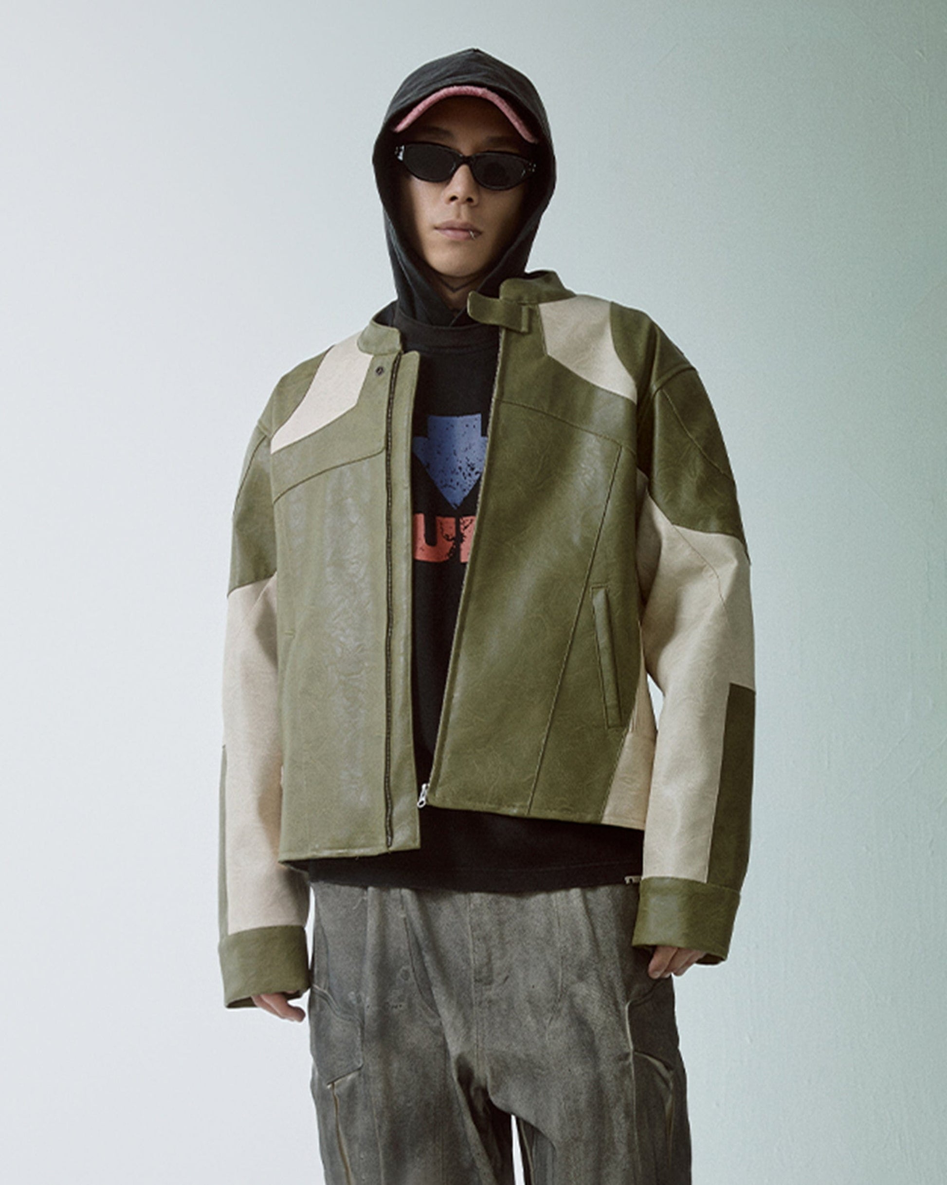 F2CE Modern Deconstructed Faux Leather Biker Jacket-Jacket-S-Free Shipping Leatheretro