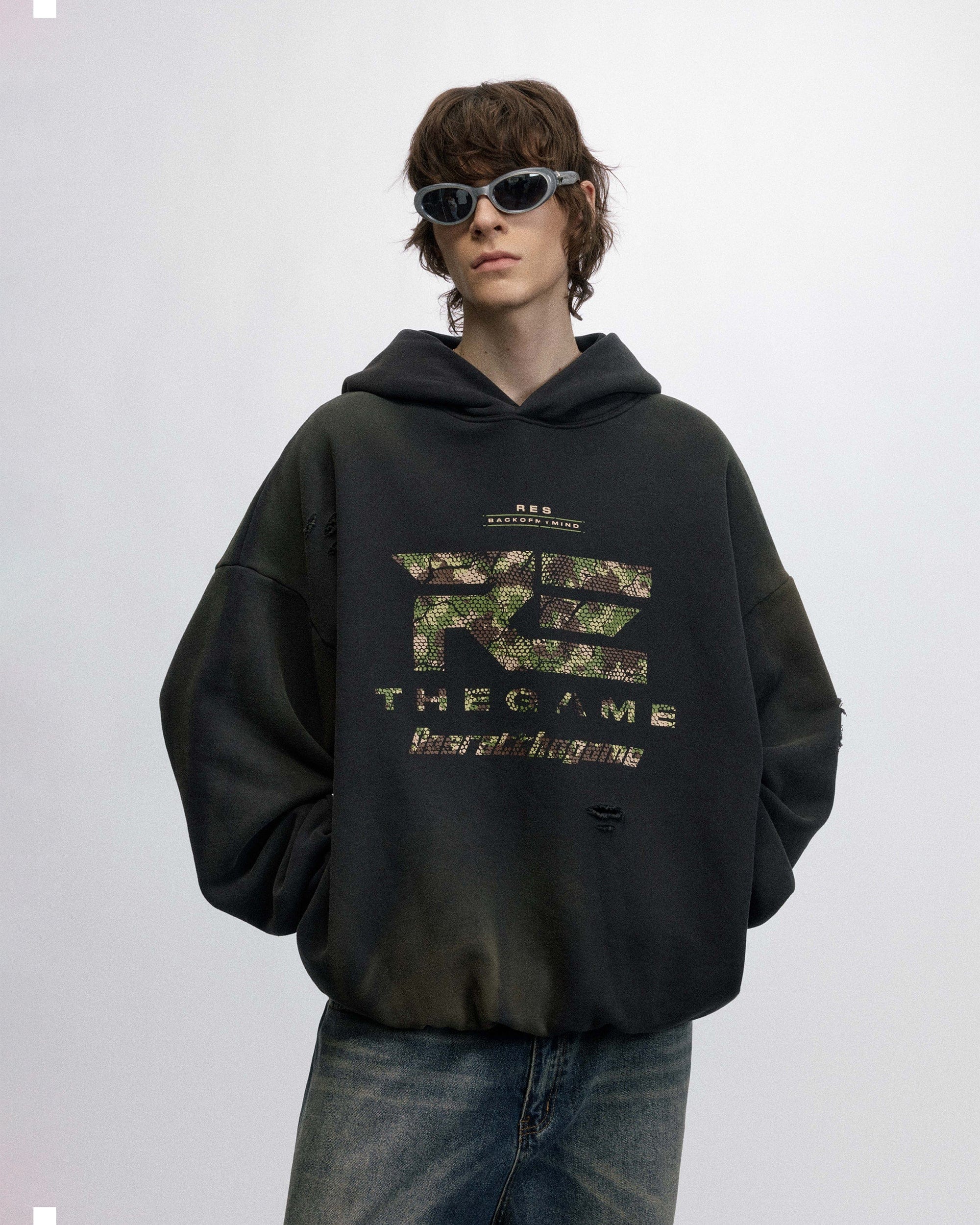OVDY The Game Distressed Hoodie-Hoodie-S-Grey-Free Shipping Leatheretro
