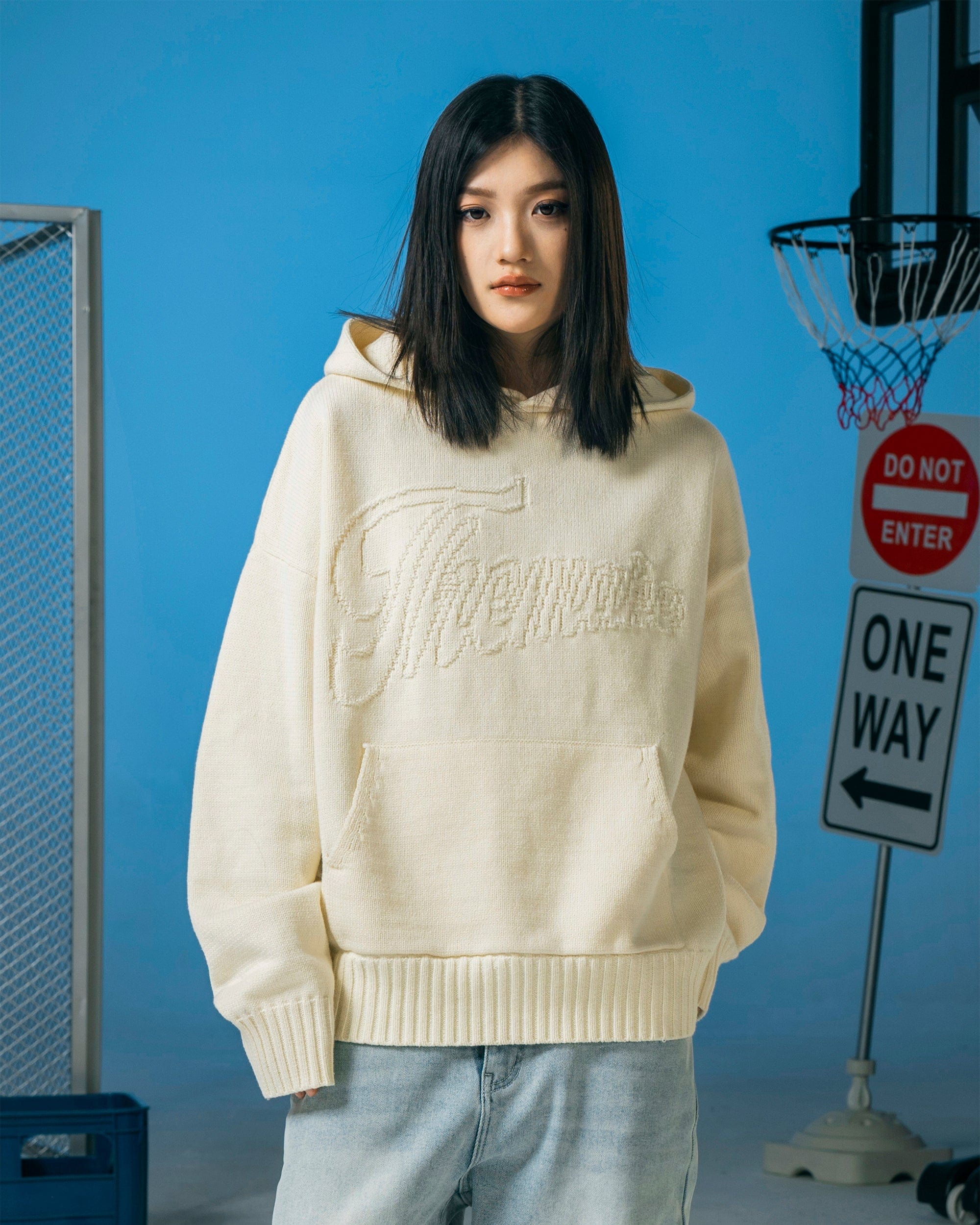 MAKEMORE Modern Big-pocket Logo Hooded Sweater-Sweater-S-Free Shipping Leatheretro