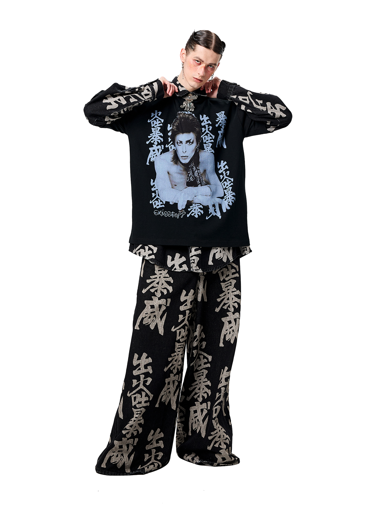 ERISSTOFF Retro David Bowie Portrait Graphic Oversized T-Shirt-T Shirt-S-Free Shipping Leatheretro
