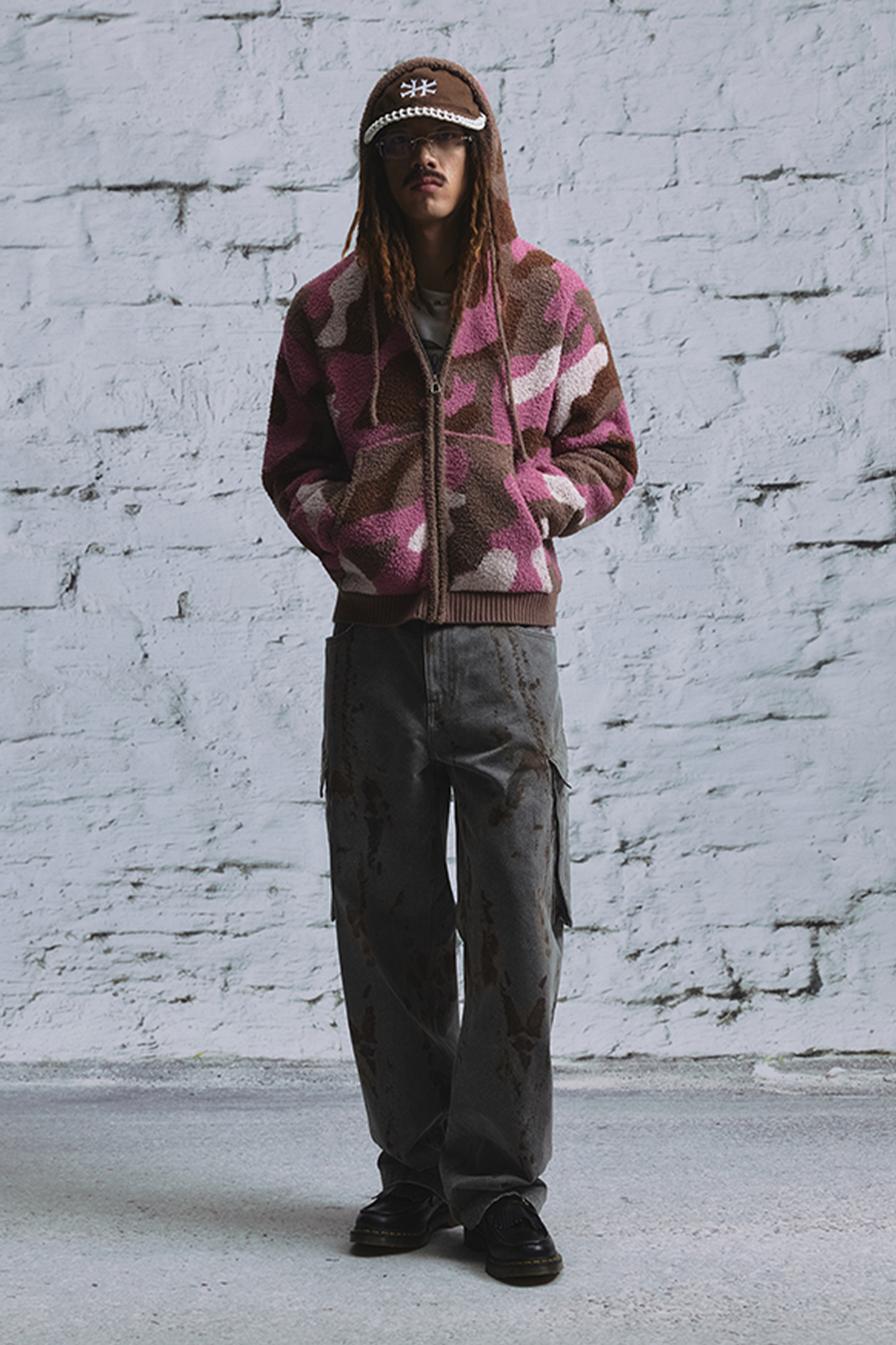 NIANJIUYIKOUER Rust Stain Graphic Washed Cargo Pants-Pants-S-Free Shipping Leatheretro