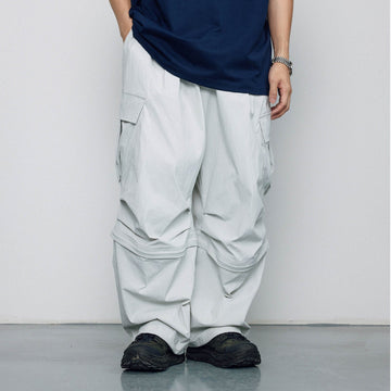BANANA CLUB Crinkled Multi-Pocket Detachable Cargo Pants-Pants-S-White-Free Shipping Leatheretro