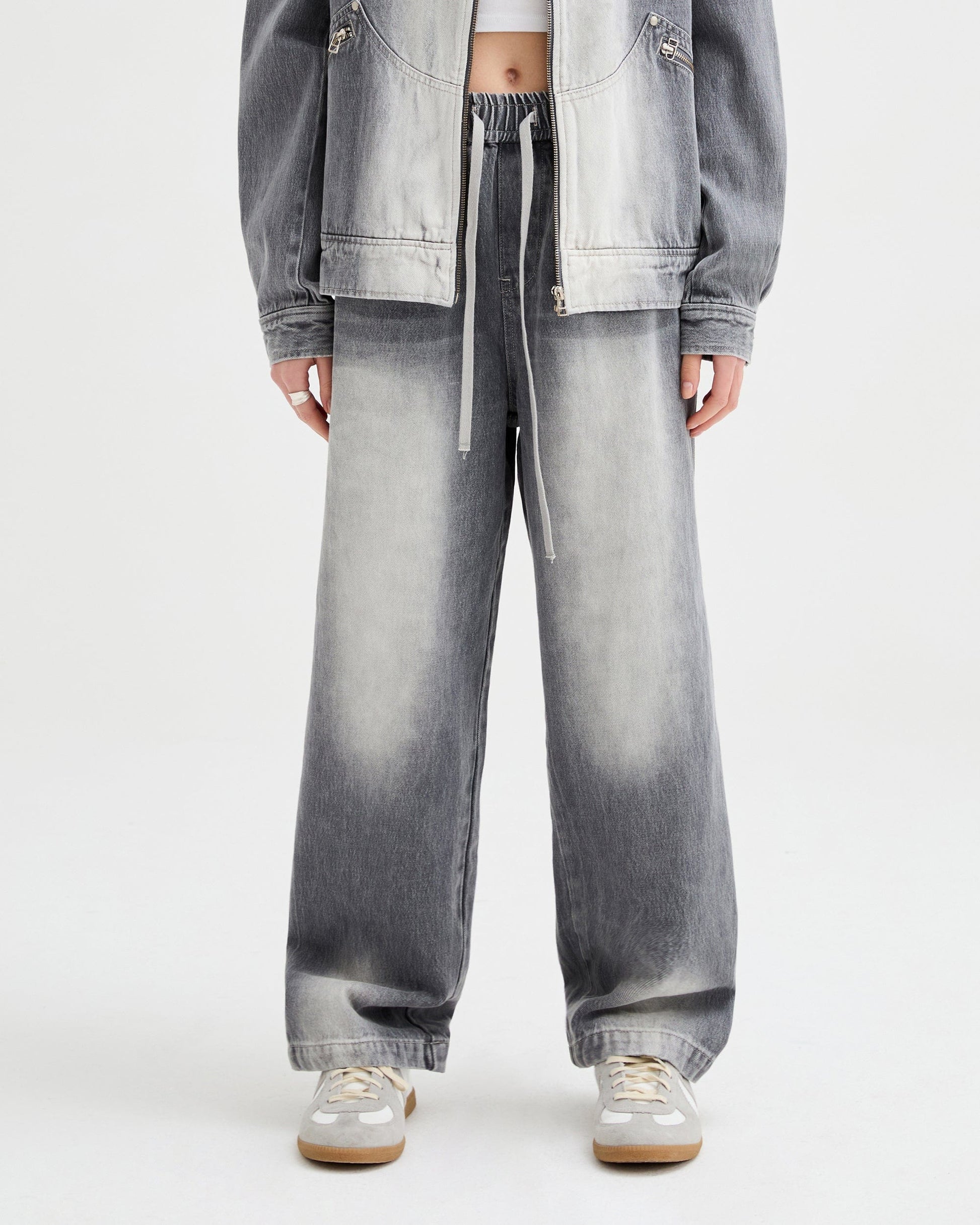 ORGANIC EMOTION Classic Washed Drawstring Jeans-Jeans-XS-Free Shipping Leatheretro