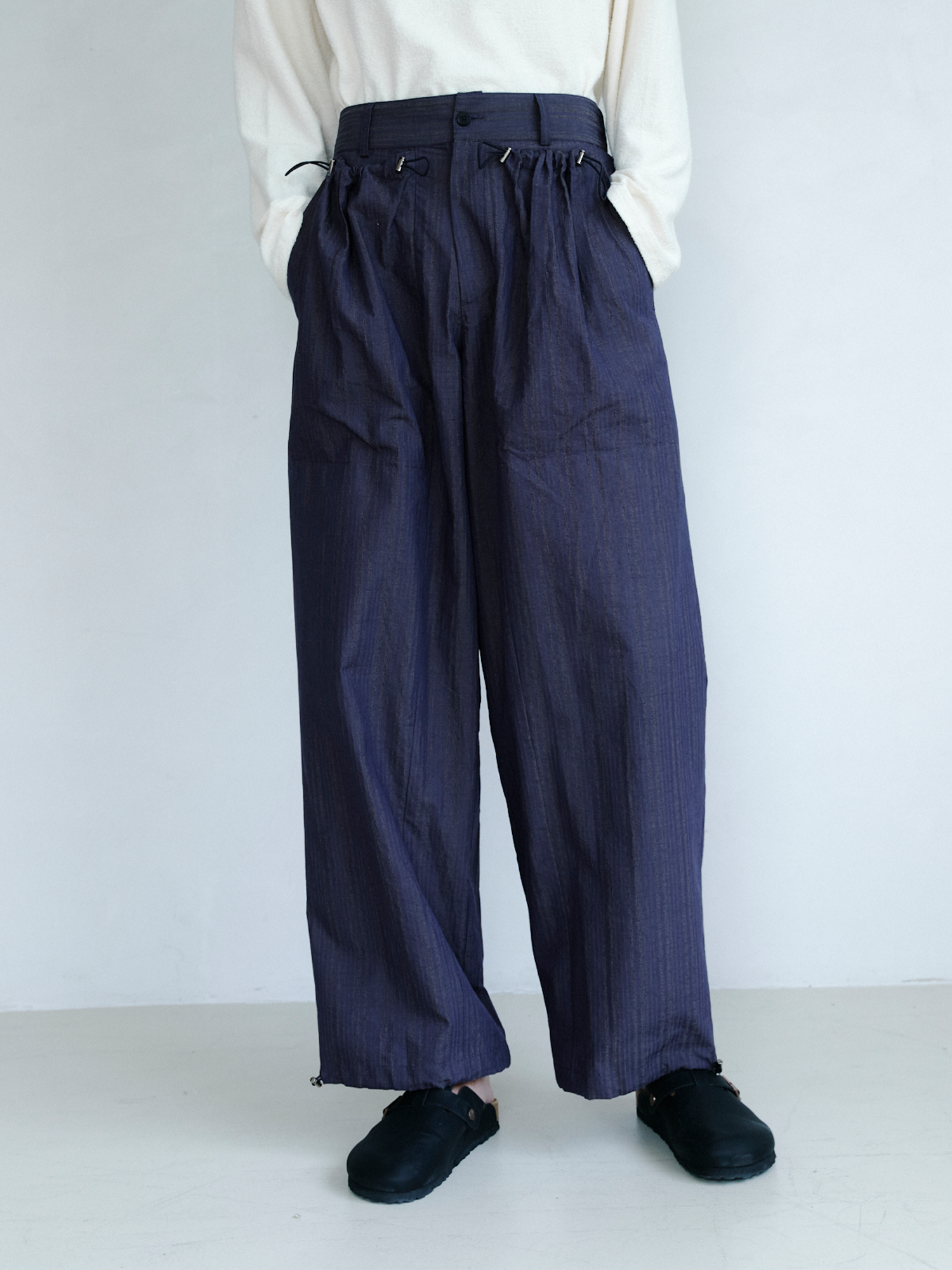 GRAINMUSTARD Drawstring Pleated Straight-Leg Trousers-Pants-XS-Free Shipping Leatheretro