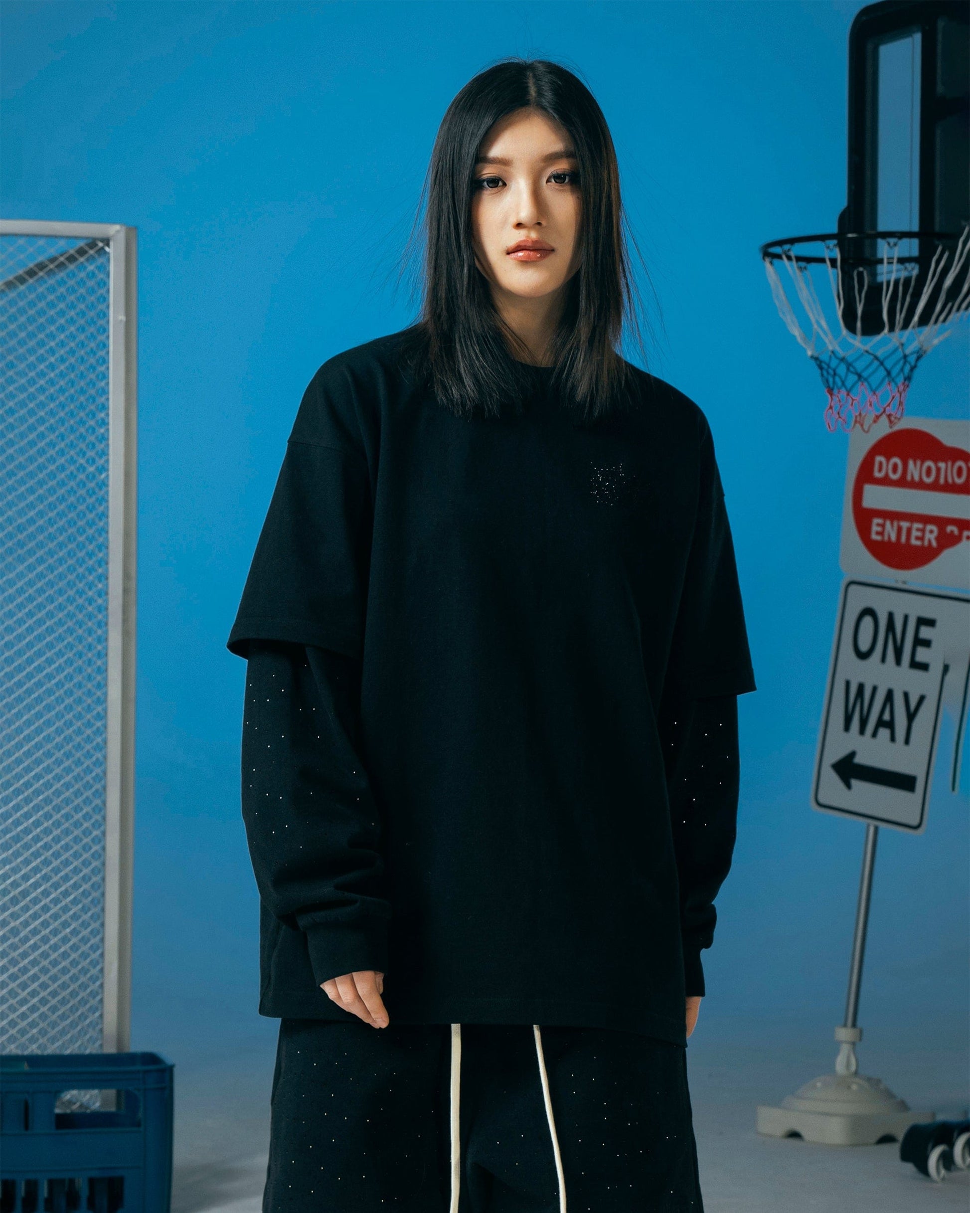 MAKEMORE Layered Long-Sleeve Tee-L/S Tee-S-Free Shipping Leatheretro