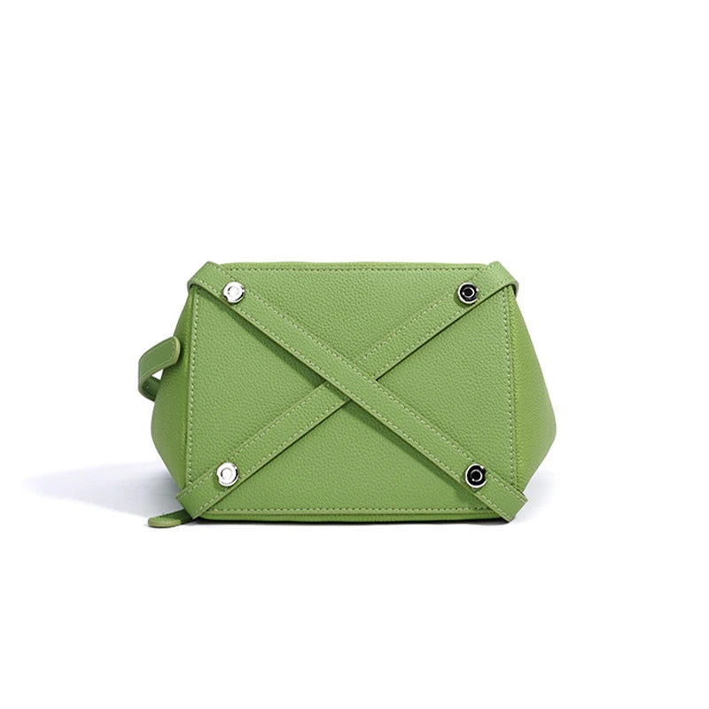 Genuine Leather Large Capacity Women's Bucket Handbag-Handbags-Green-Free Shipping Leatheretro