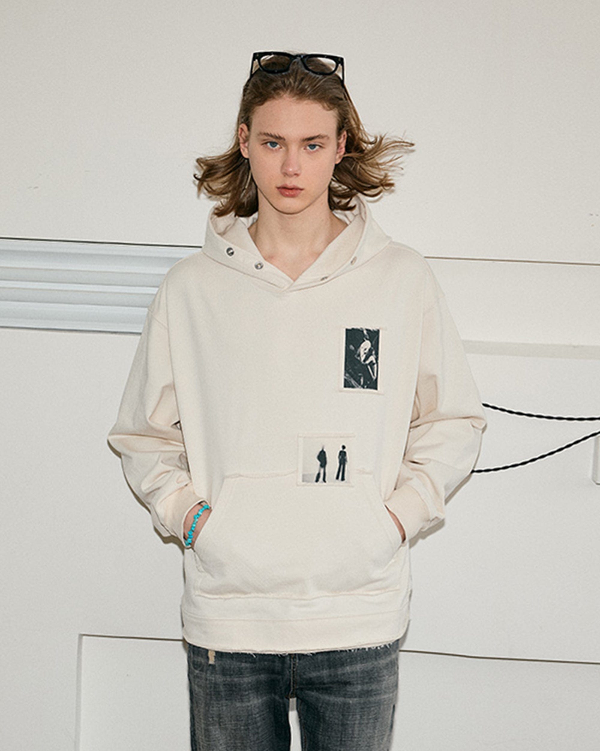 KREATE Abstract Graphics Patchwork Hoodie-Hoodie-S-White£¨Special Fabrics Have Particles)-Free Shipping Leatheretro