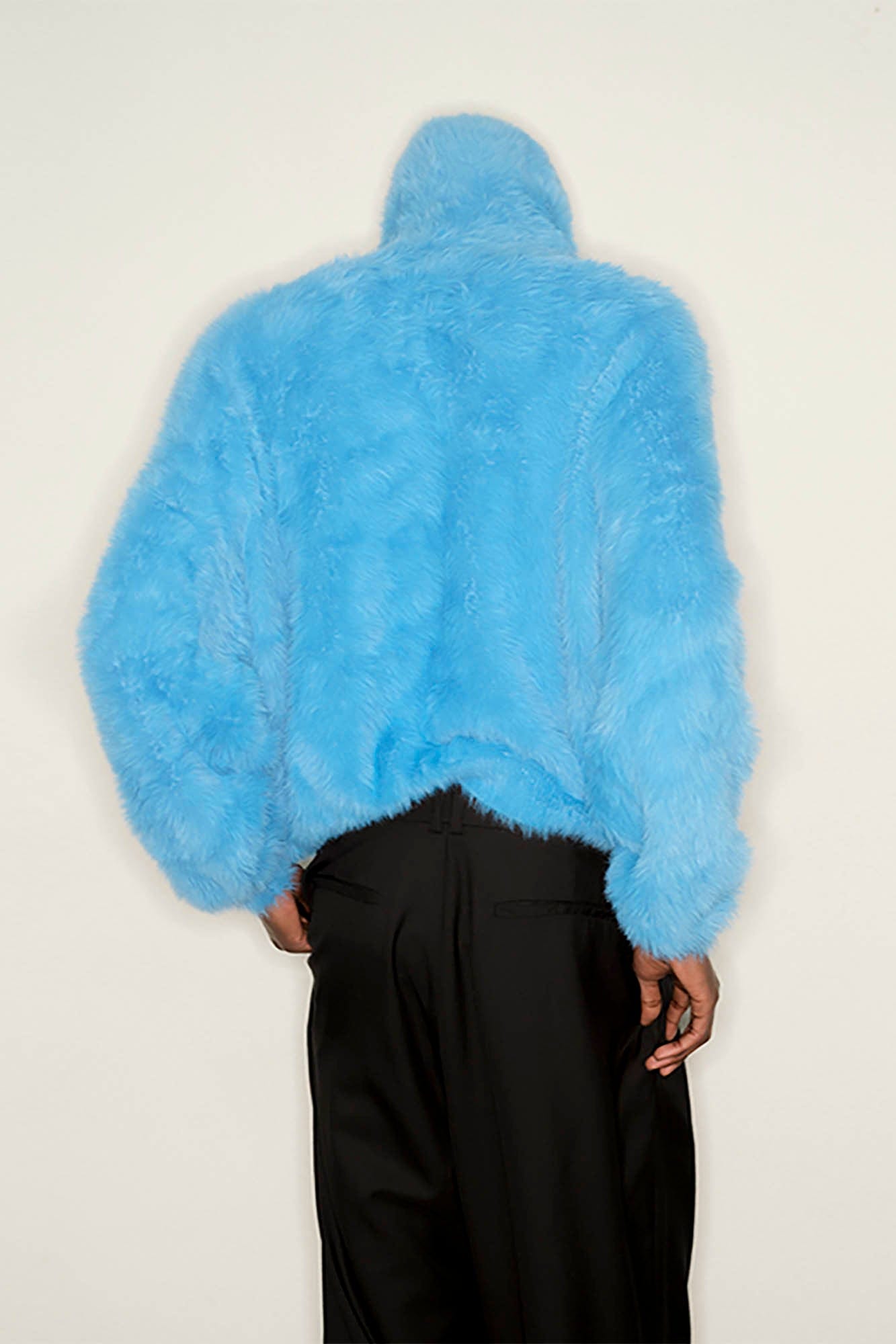 TRIANGLE PROJECT Fuzzy Zip-Up Hoodie-Jacket-XS-Blue-Free Shipping Leatheretro