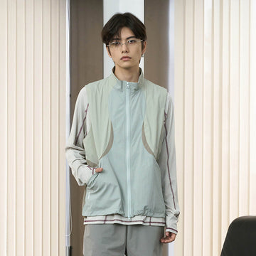 ENSHADOWER Contrast Arc Spliced Drawstring Vest-Vest-M-Free Shipping Leatheretro