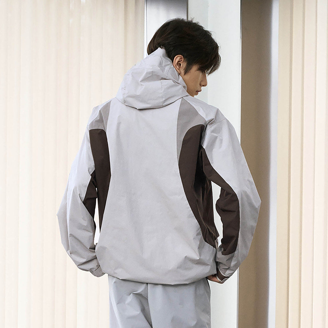 ENSHADOWER Spliced Contrasted Drawstring Windbreaker-Jacket-S-Free Shipping Leatheretro