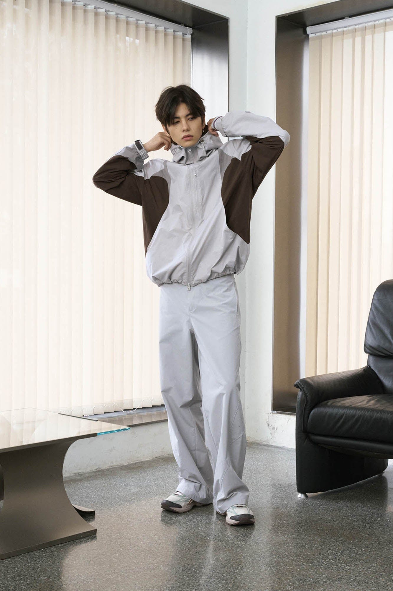 ENSHADOWER Spliced Contrasted Drawstring Windbreaker-Jacket-S-Free Shipping Leatheretro