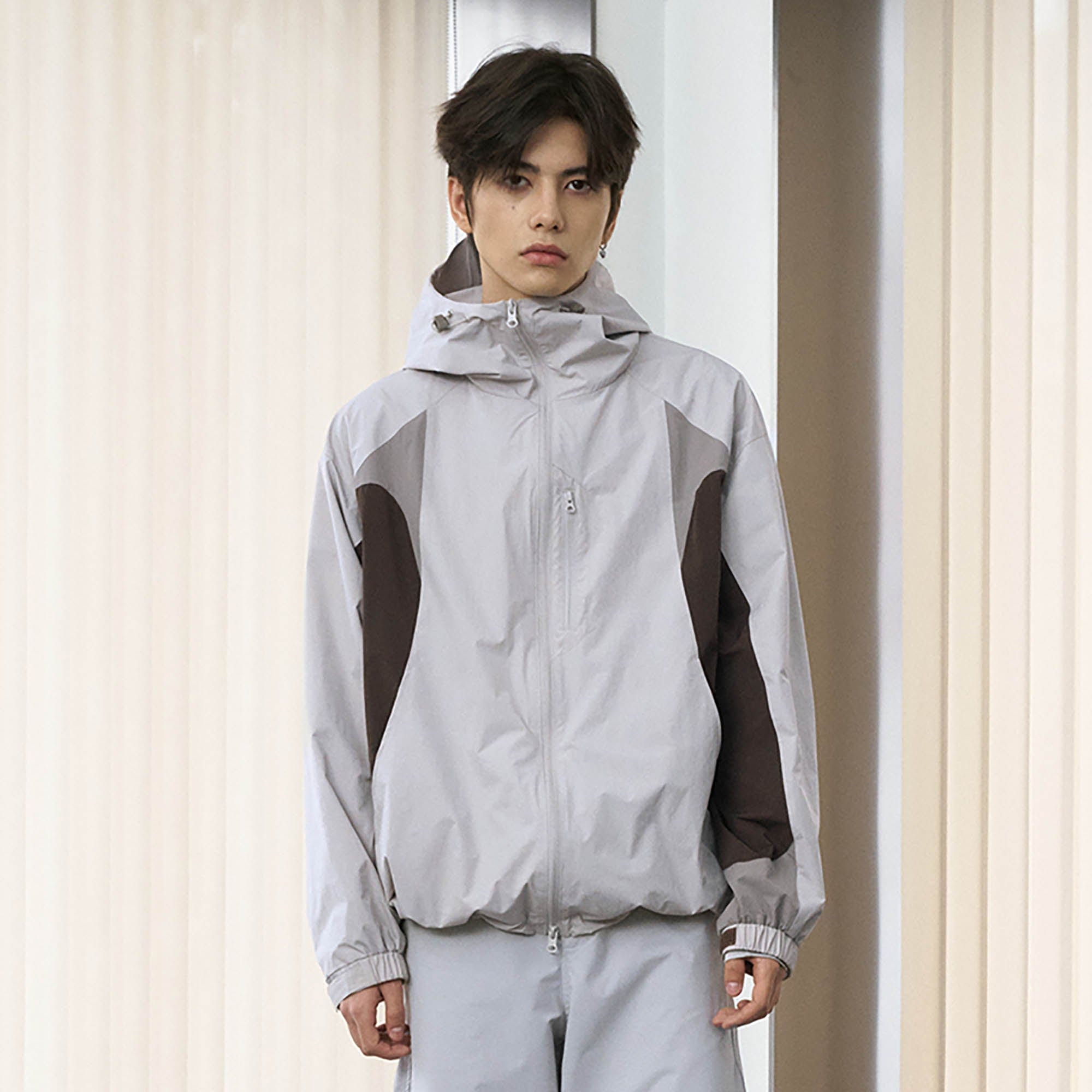 ENSHADOWER Spliced Contrasted Drawstring Windbreaker-Jacket-S-Free Shipping Leatheretro