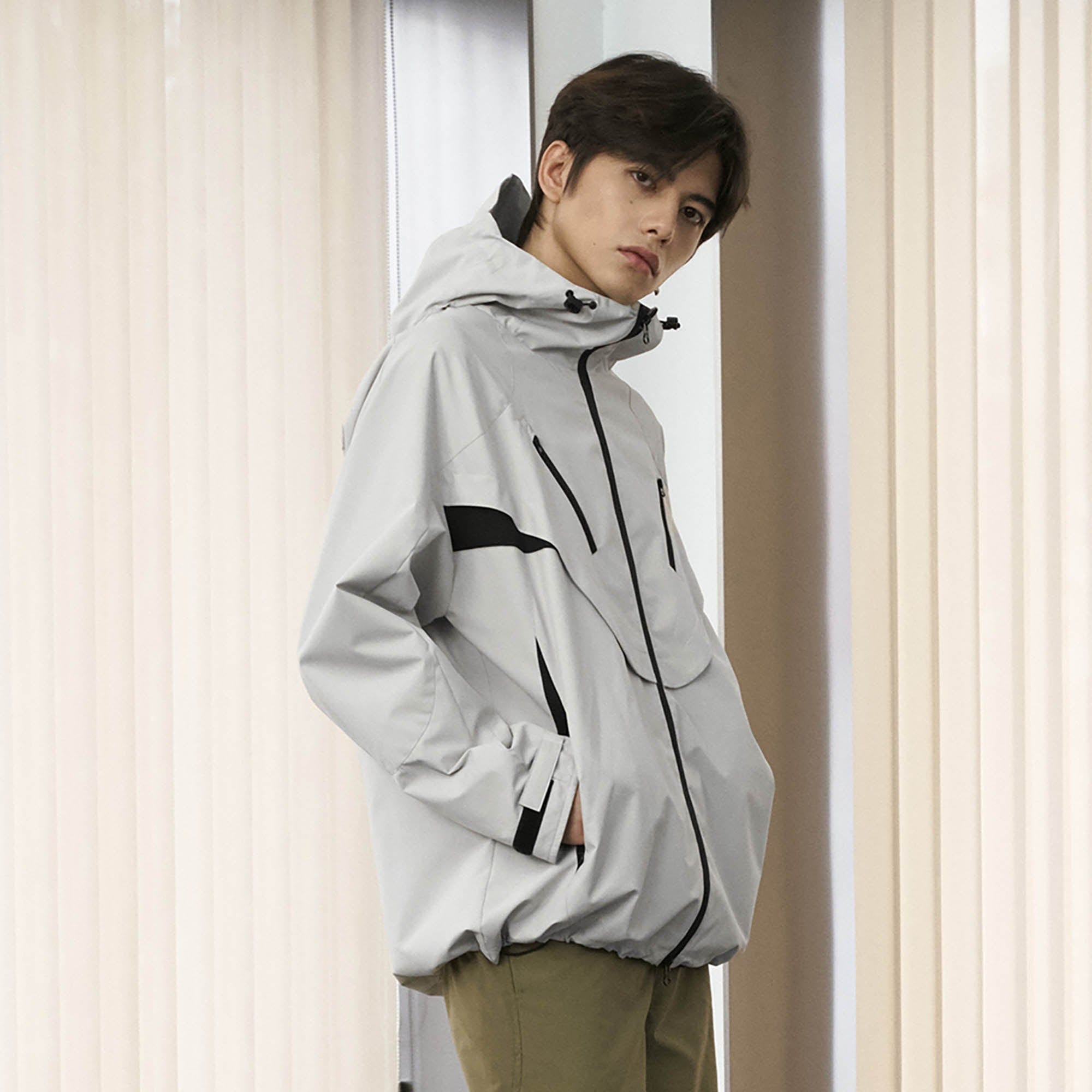 ENSHADOWER Dotted Spliced Mesh Windbreaker-Jacket-S-Free Shipping Leatheretro