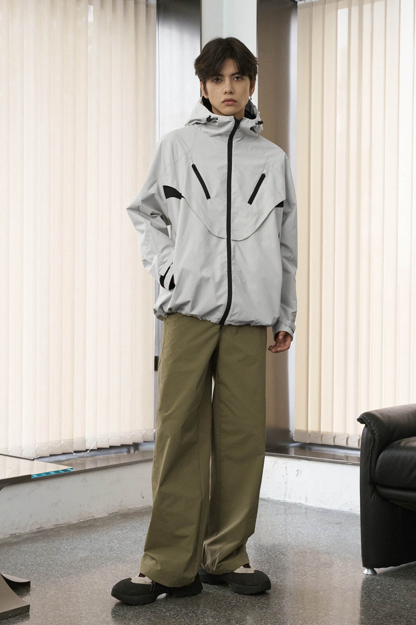 ENSHADOWER Dotted Spliced Mesh Windbreaker-Jacket-S-Free Shipping Leatheretro