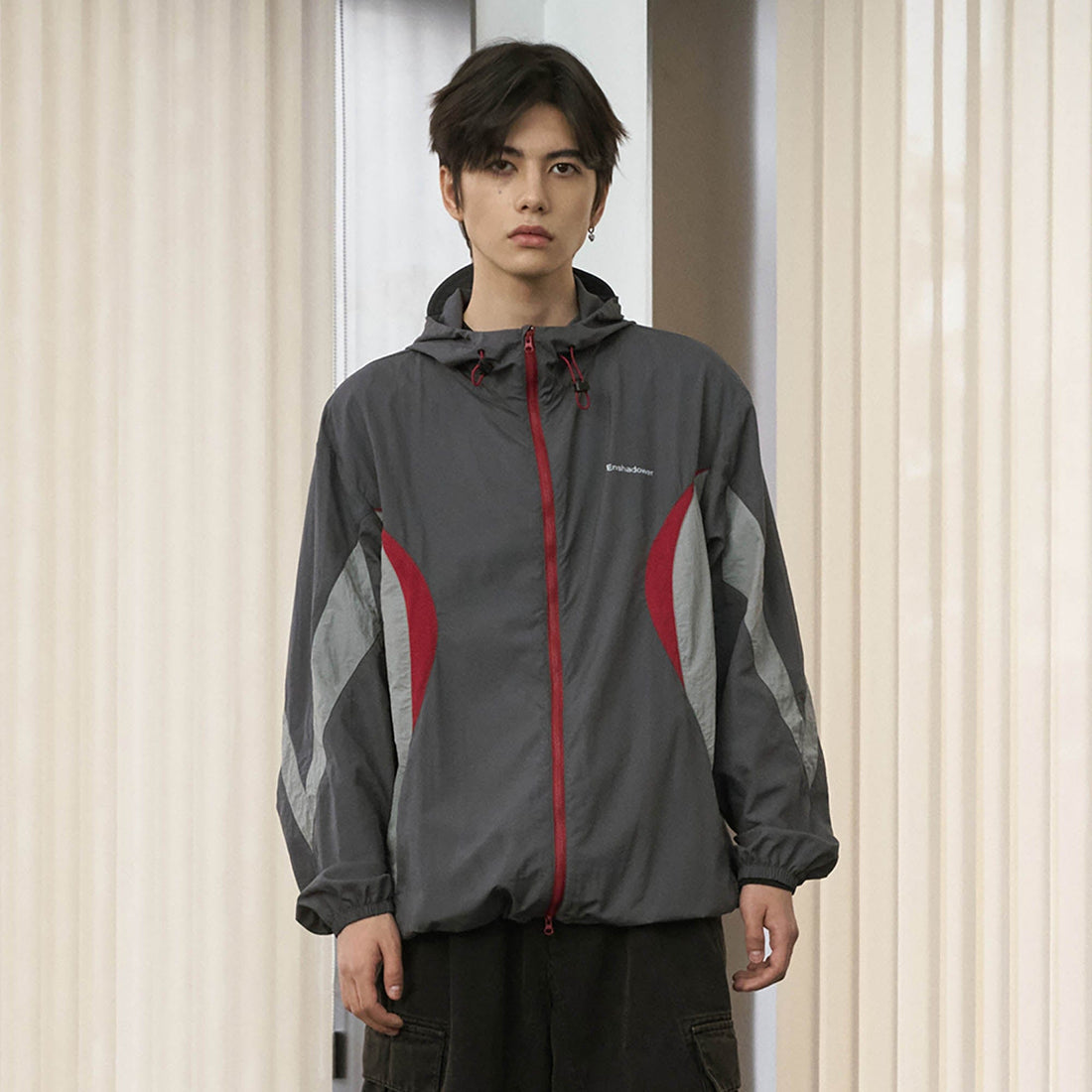 ENSHADOWER Spliced Mesh UV Protection Drawstring Jacket-Jacket-S-Grey-Free Shipping Leatheretro