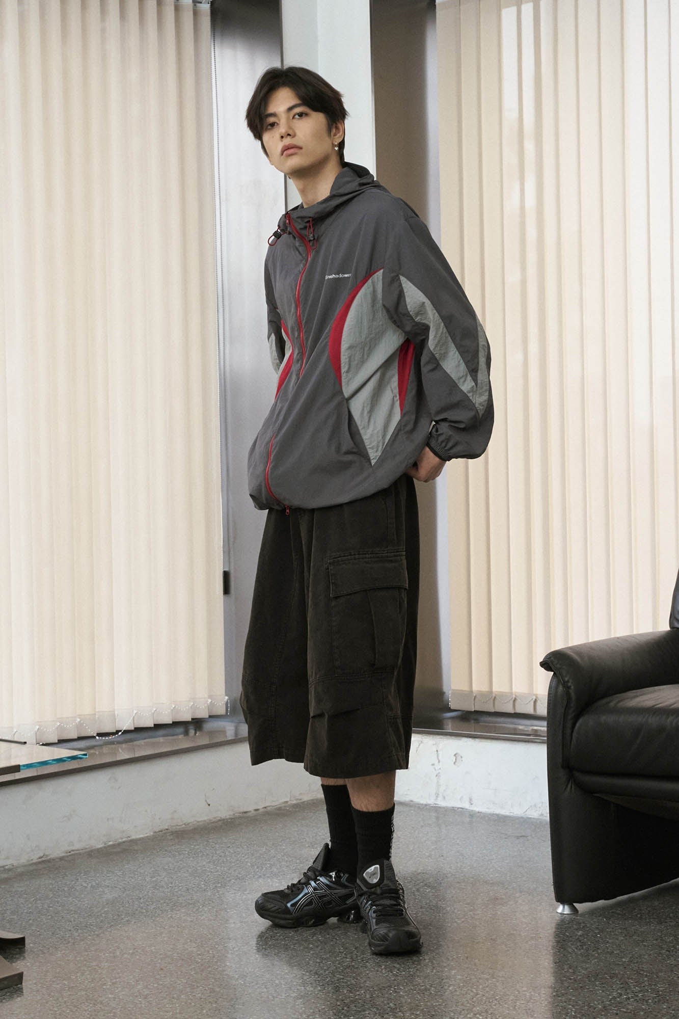 ENSHADOWER Spliced Mesh UV Protection Drawstring Jacket-Jacket-S-Grey-Free Shipping Leatheretro