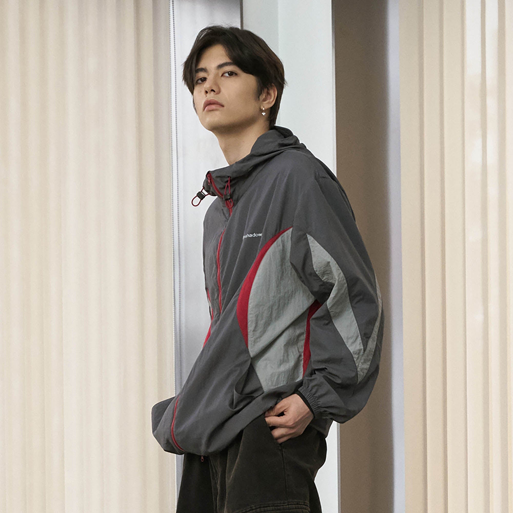 ENSHADOWER Spliced Mesh UV Protection Drawstring Jacket-Jacket-S-Grey-Free Shipping Leatheretro