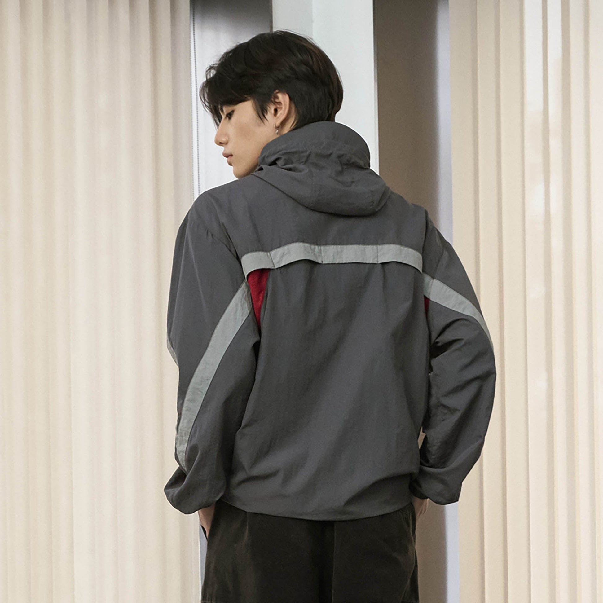 ENSHADOWER Spliced Mesh UV Protection Drawstring Jacket-Jacket-S-Grey-Free Shipping Leatheretro