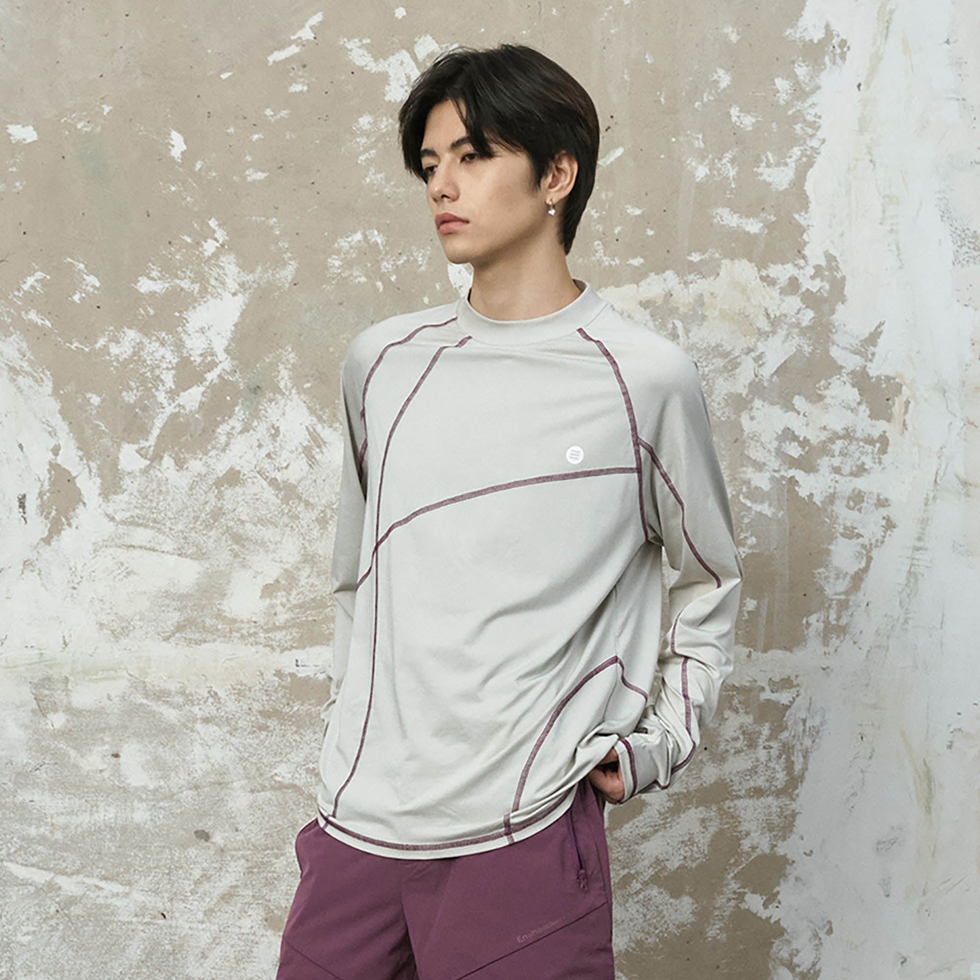 ENSHADOWER Asymmetrical Stitch Quick-Dry Long-Sleeve Tee-L/S Tee-S-Red-Free Shipping Leatheretro