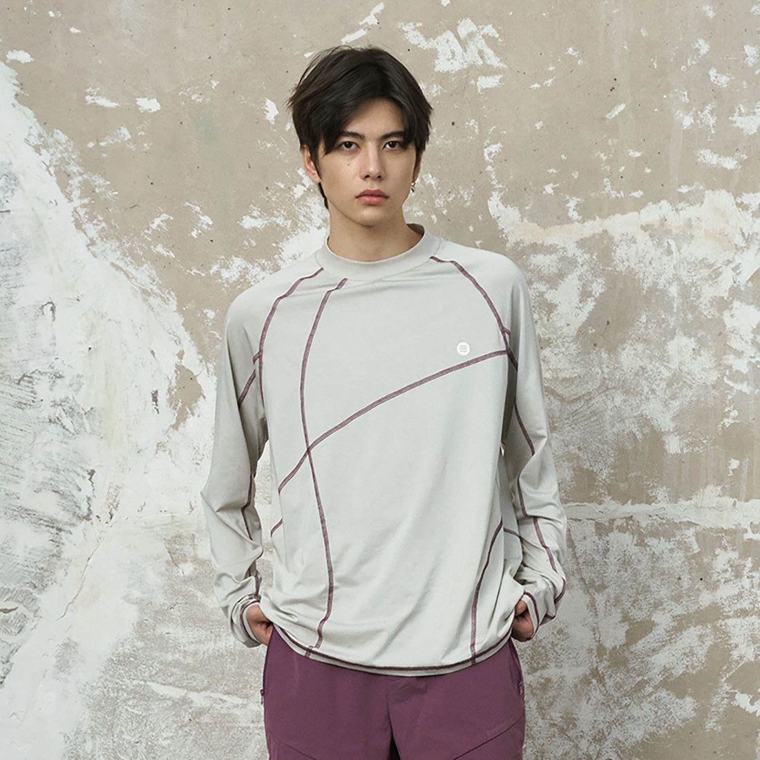 ENSHADOWER Asymmetrical Stitch Quick-Dry Long-Sleeve Tee-L/S Tee-S-Red-Free Shipping Leatheretro