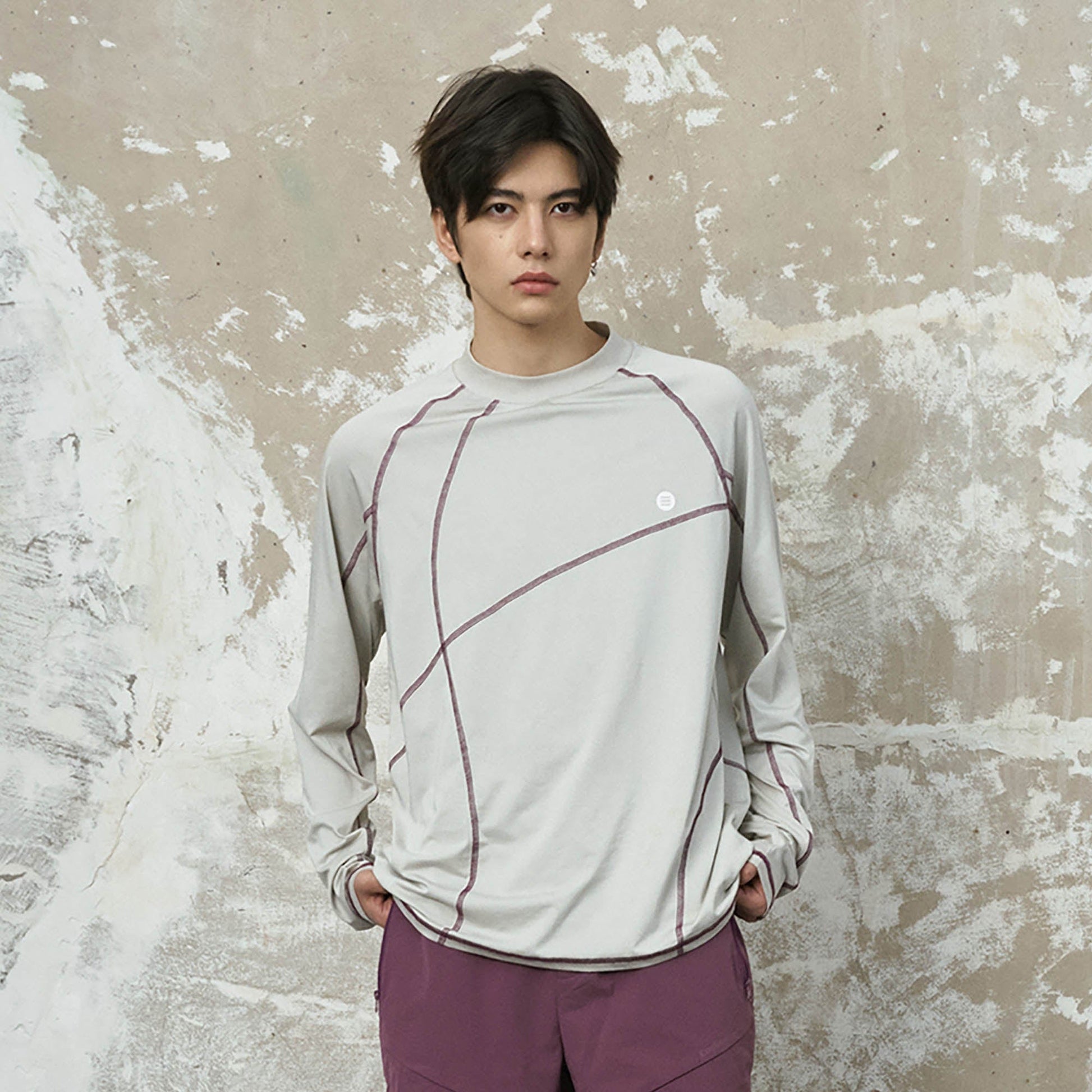 ENSHADOWER Asymmetrical Stitch Quick-Dry Long-Sleeve Tee-L/S Tee-S-Grey-Free Shipping Leatheretro