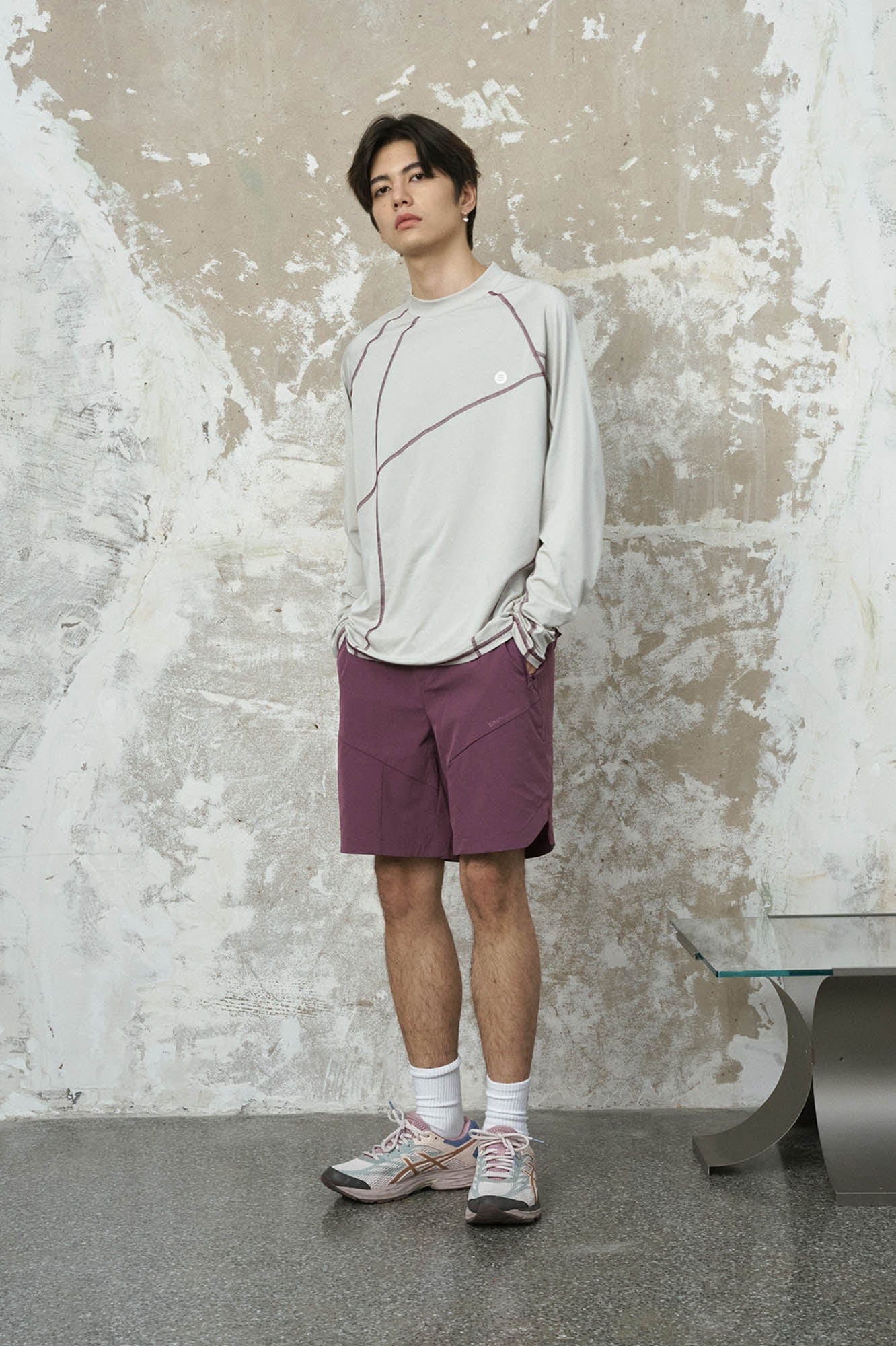 ENSHADOWER Asymmetrical Stitch Quick-Dry Long-Sleeve Tee-L/S Tee-S-Red-Free Shipping Leatheretro