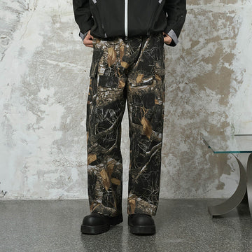 ENSHADOWER Branch Camo Multi-Pocket Straight-Leg Pants-Pants-S-Black-Free Shipping Leatheretro