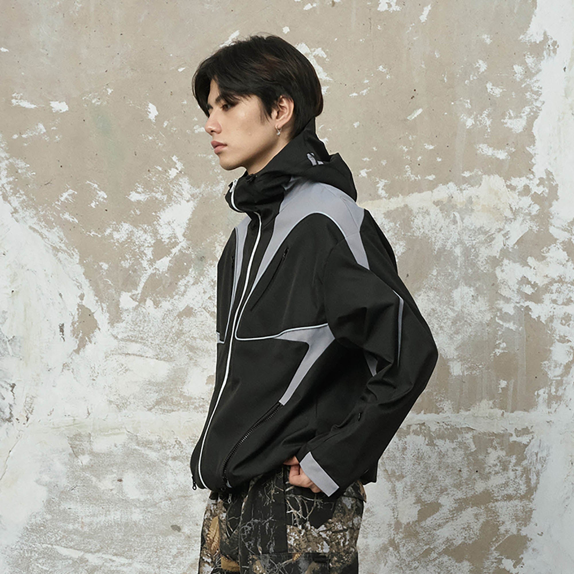 ENSHADOWER Spliced Multi-Pocket Waterproof Hooded Jacket-Jacket-S-Black-Free Shipping Leatheretro