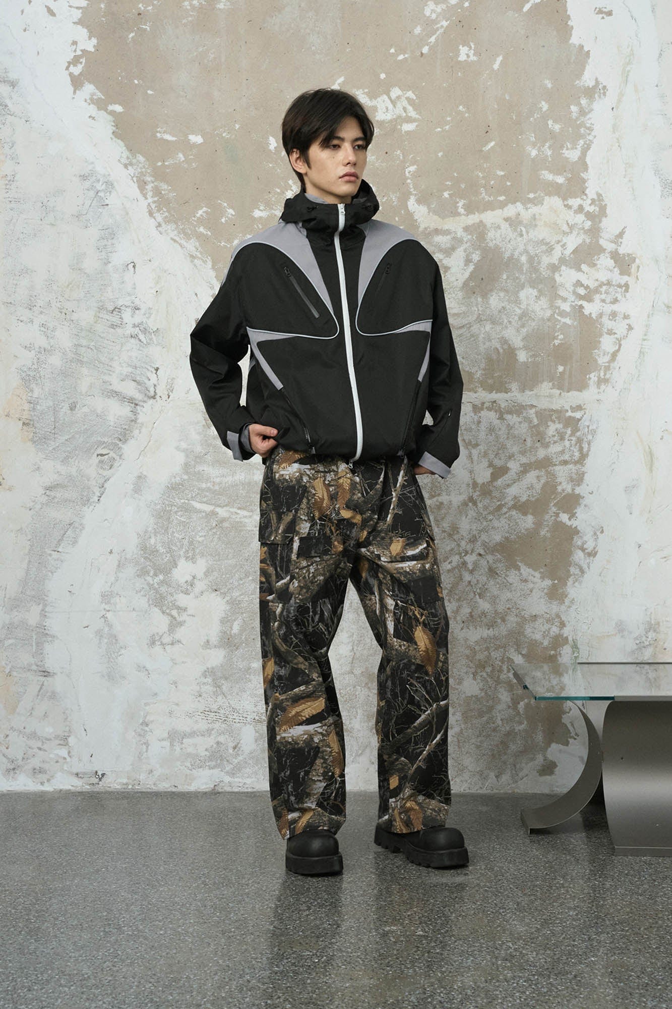 ENSHADOWER Branch Camo Multi-Pocket Straight-Leg Pants-Pants-S-Black-Free Shipping Leatheretro