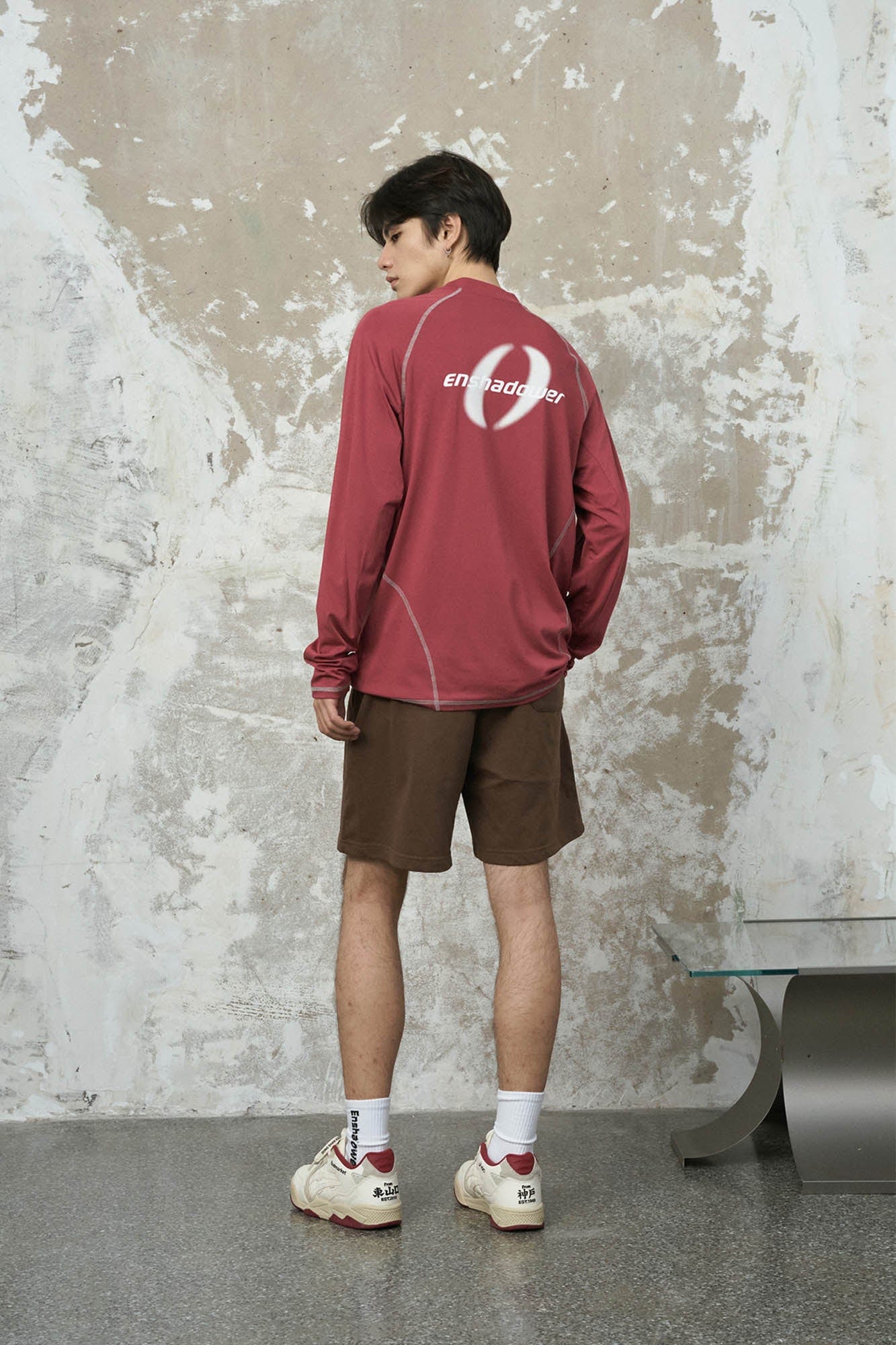 ENSHADOWER Asymmetrical Stitch Quick-Dry Long-Sleeve Tee-L/S Tee-S-Red-Free Shipping Leatheretro